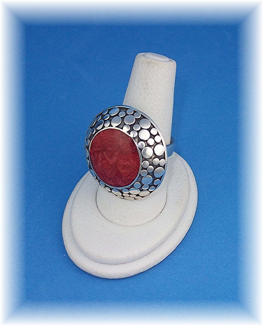 Ring Sterling Silver Sponge Coral Bali