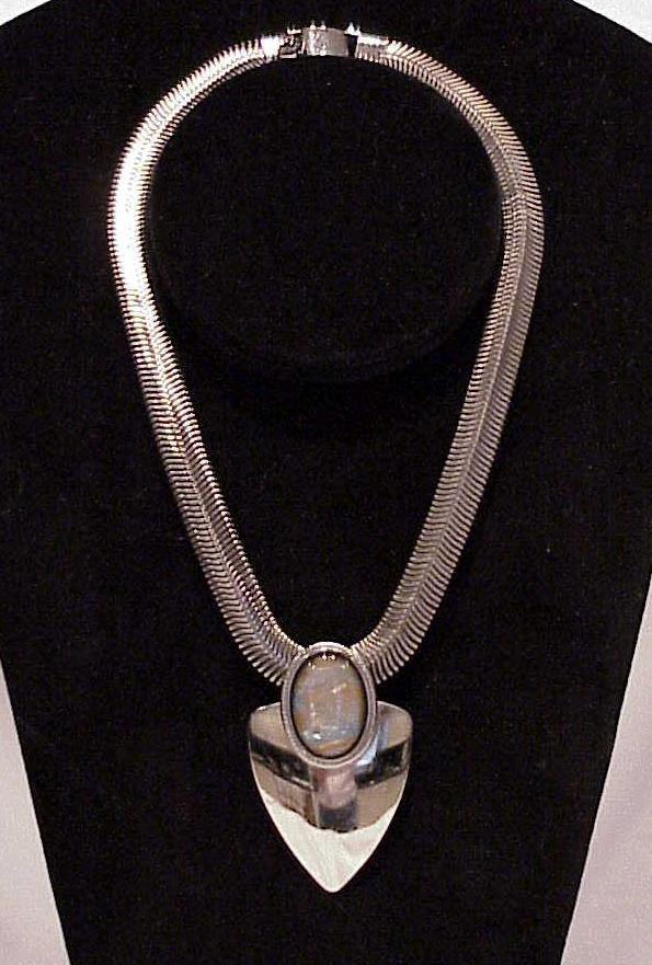 Designs By Paula Southwestern Style Silver Tone Lucite Necklace