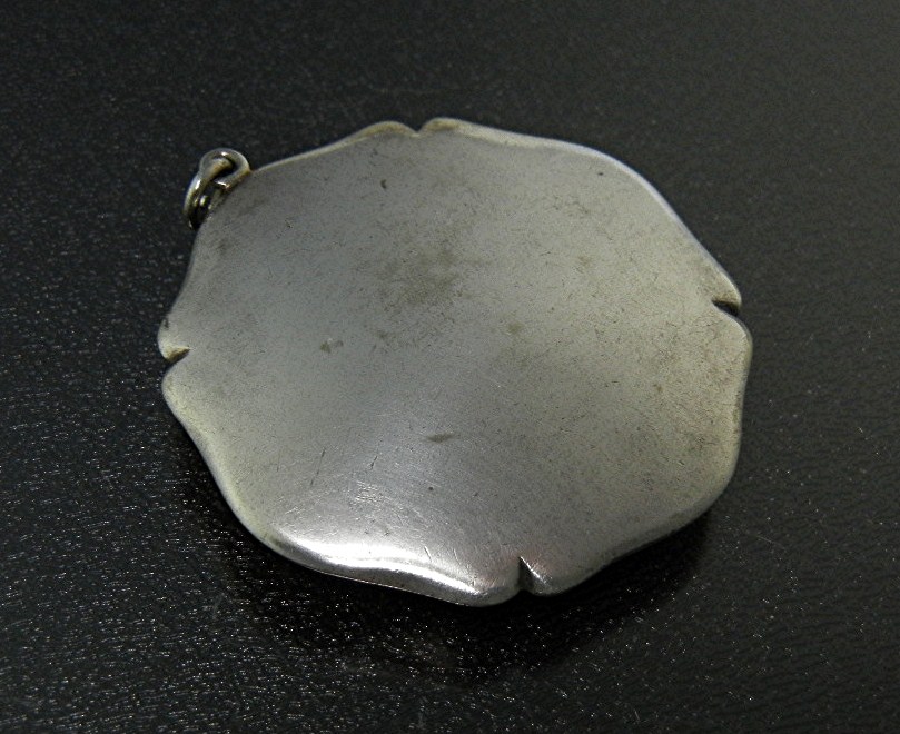 Compact Silver Gilt Rouge Pill Mirror Pendant USA