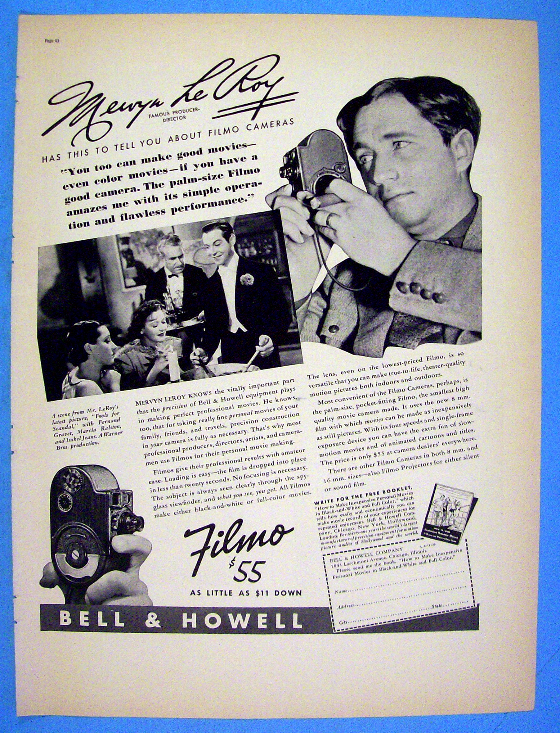 1938 Bell & Howell Filmo Camera with Mervyn Le Roy