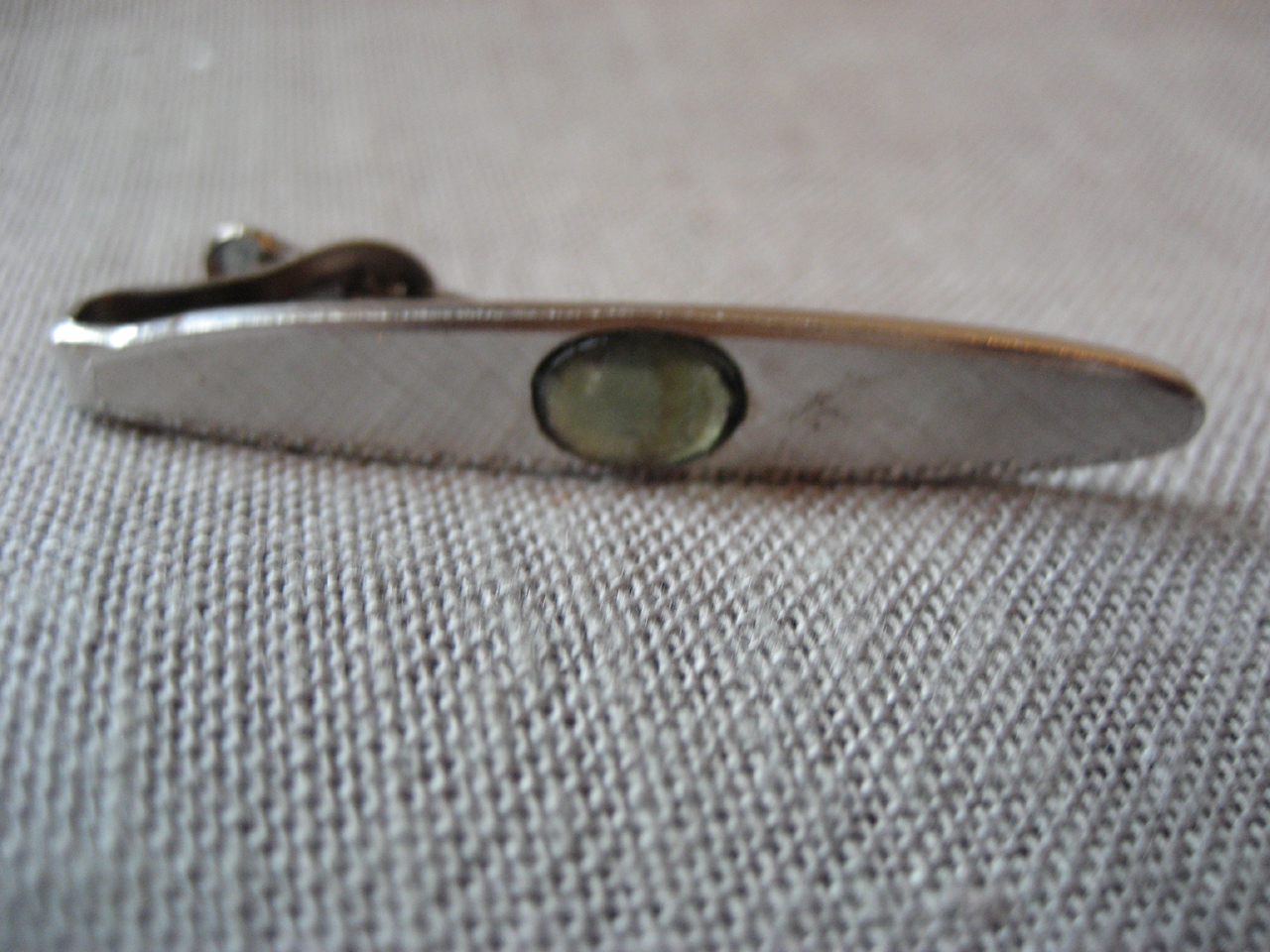 Silver Tie Clip with Stone in the Middle