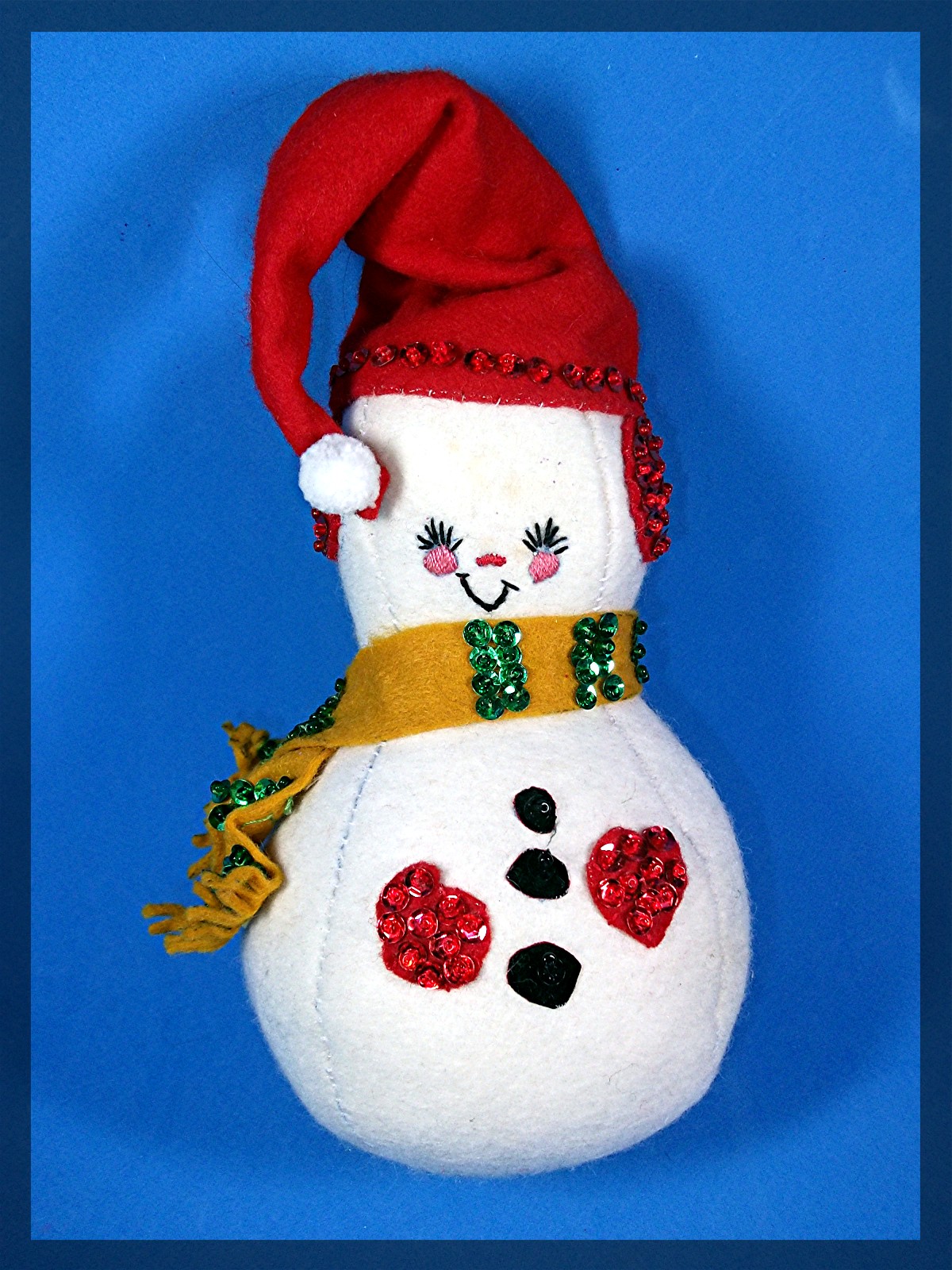 Christmas Handmade felt snowman decoration ..