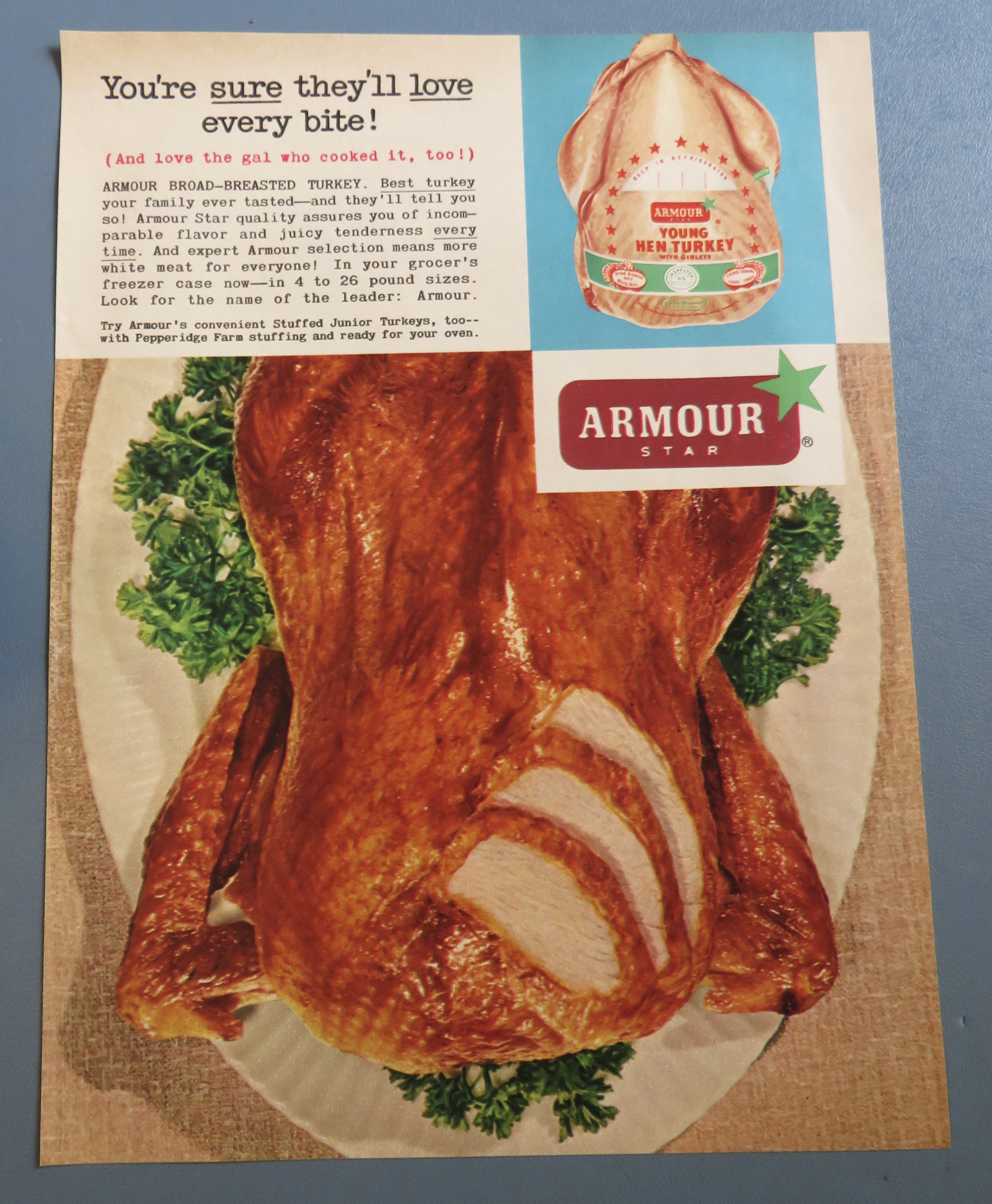1958 Armour Star Turkey with Cooked & Sliced Turkey