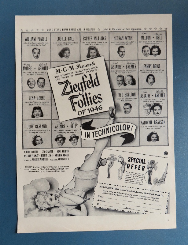 1946 Ziegfeld Follies Of 1946 With Many Stars Such As Powell, Ball, Williams, Garland, Astaire & More