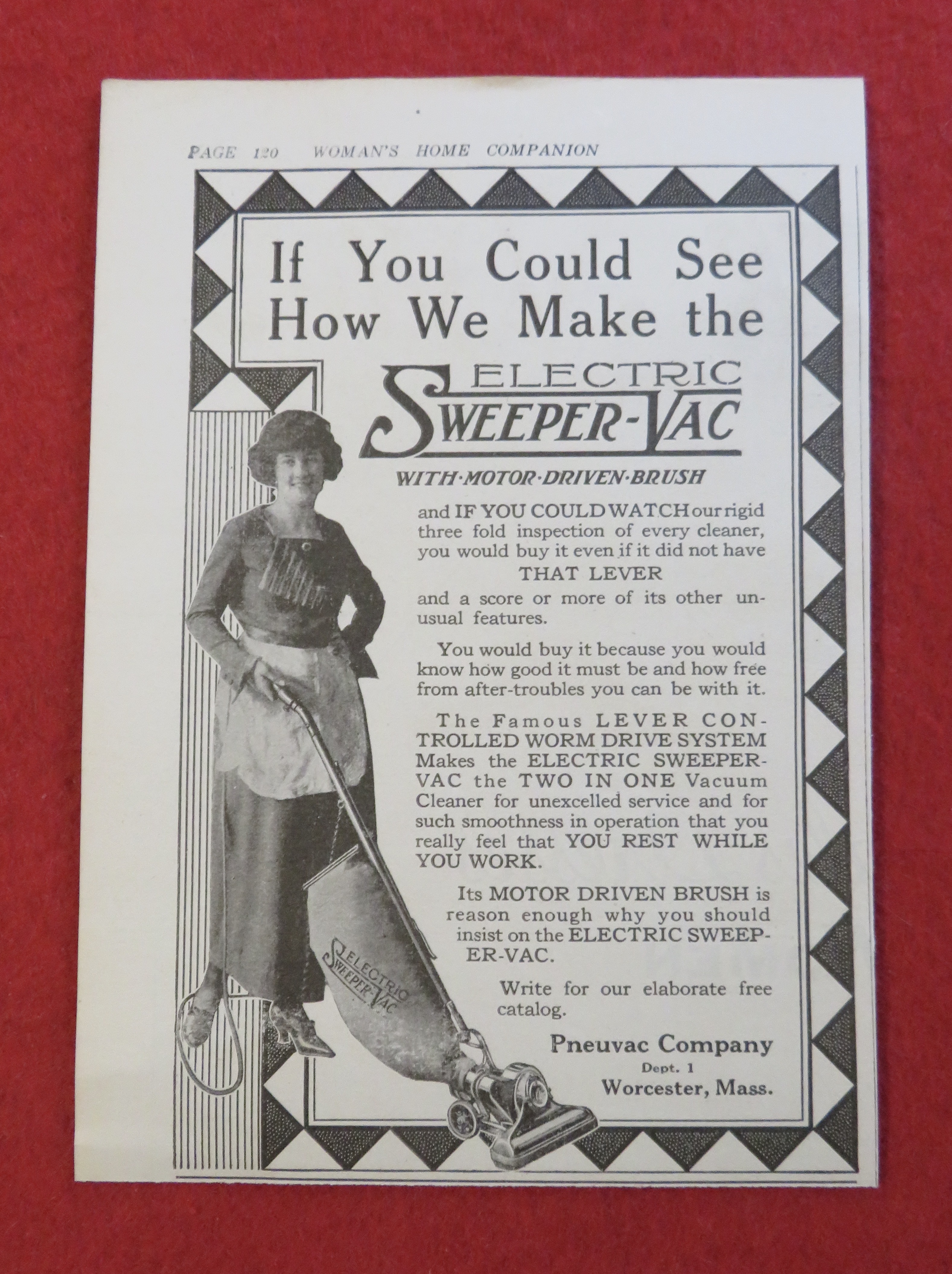 1920 Electric Sweeper Vac with Woman with Vacuum