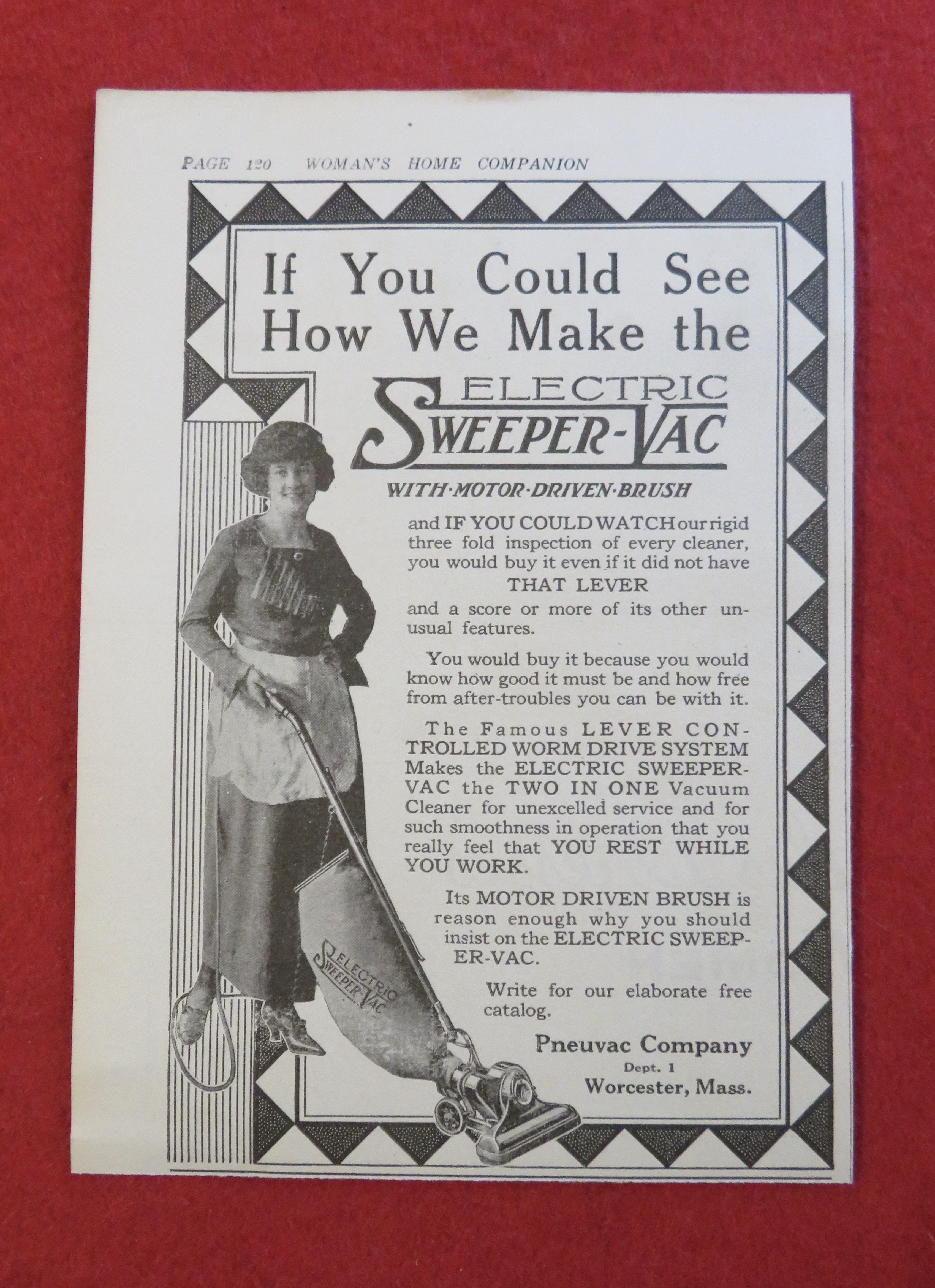 1920 Electric Sweeper Vac with Woman with Vacuum