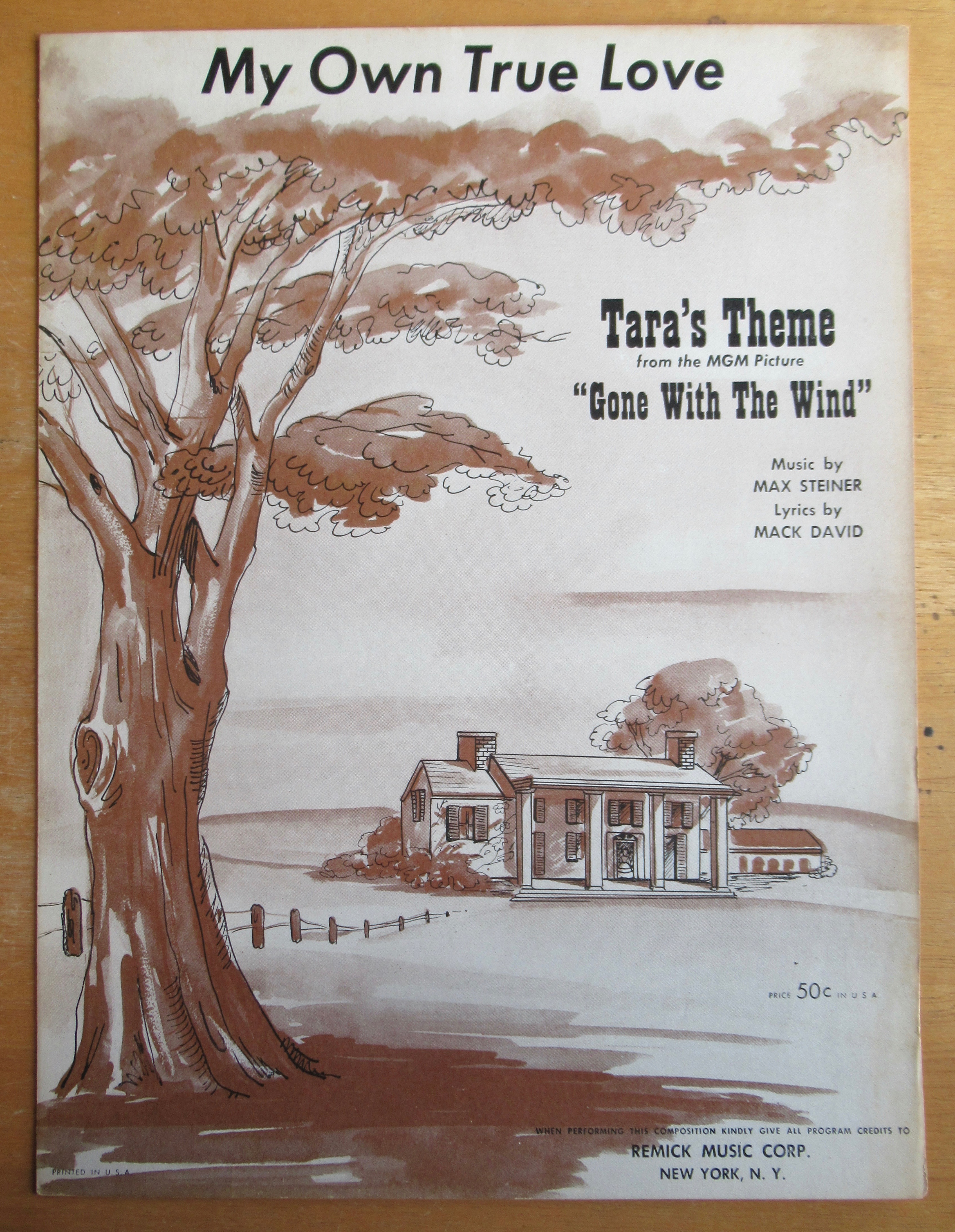 1954 My Own True Love Sheet Music (Tara's Theme)