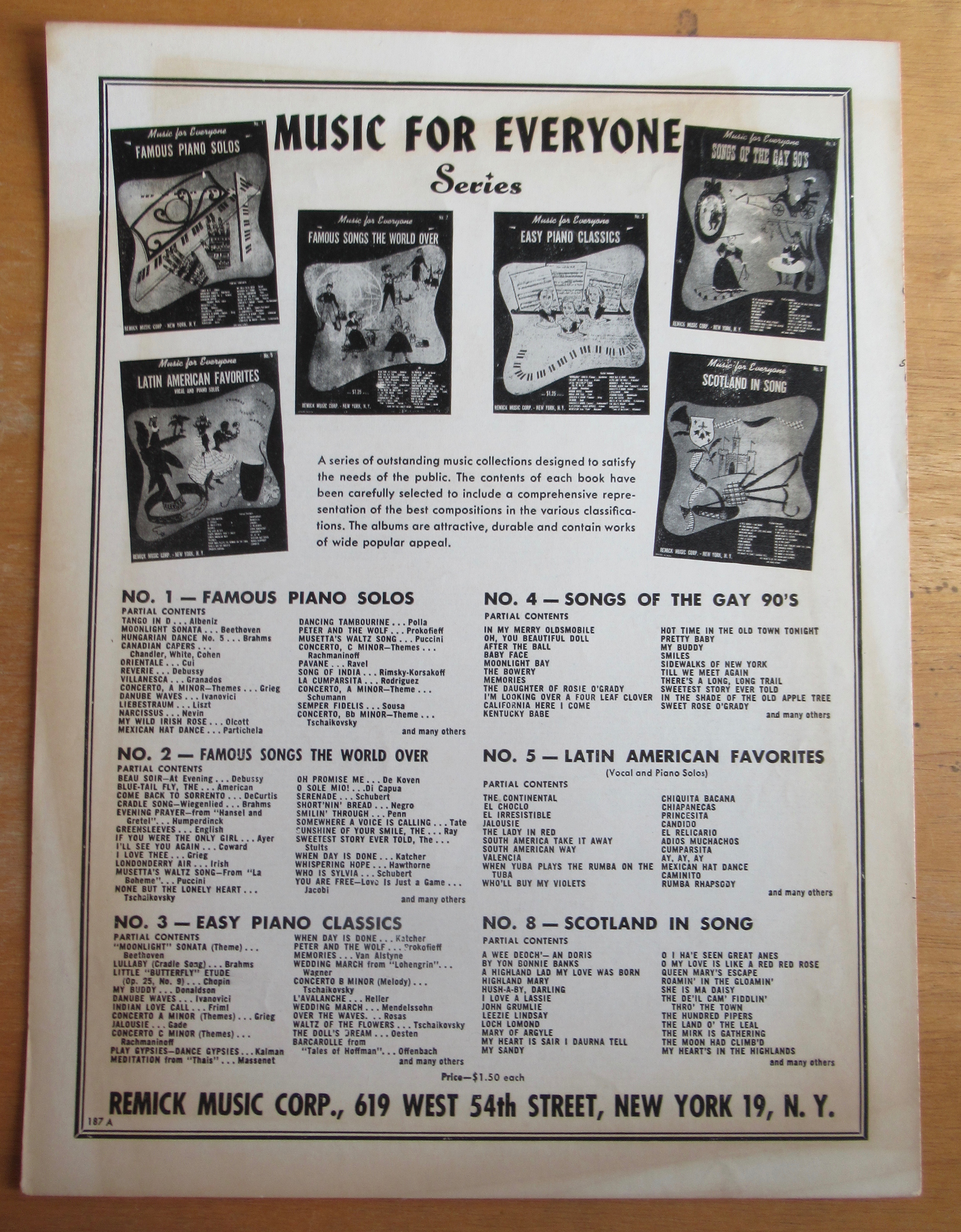 1954 My Own True Love Sheet Music (Tara's Theme)