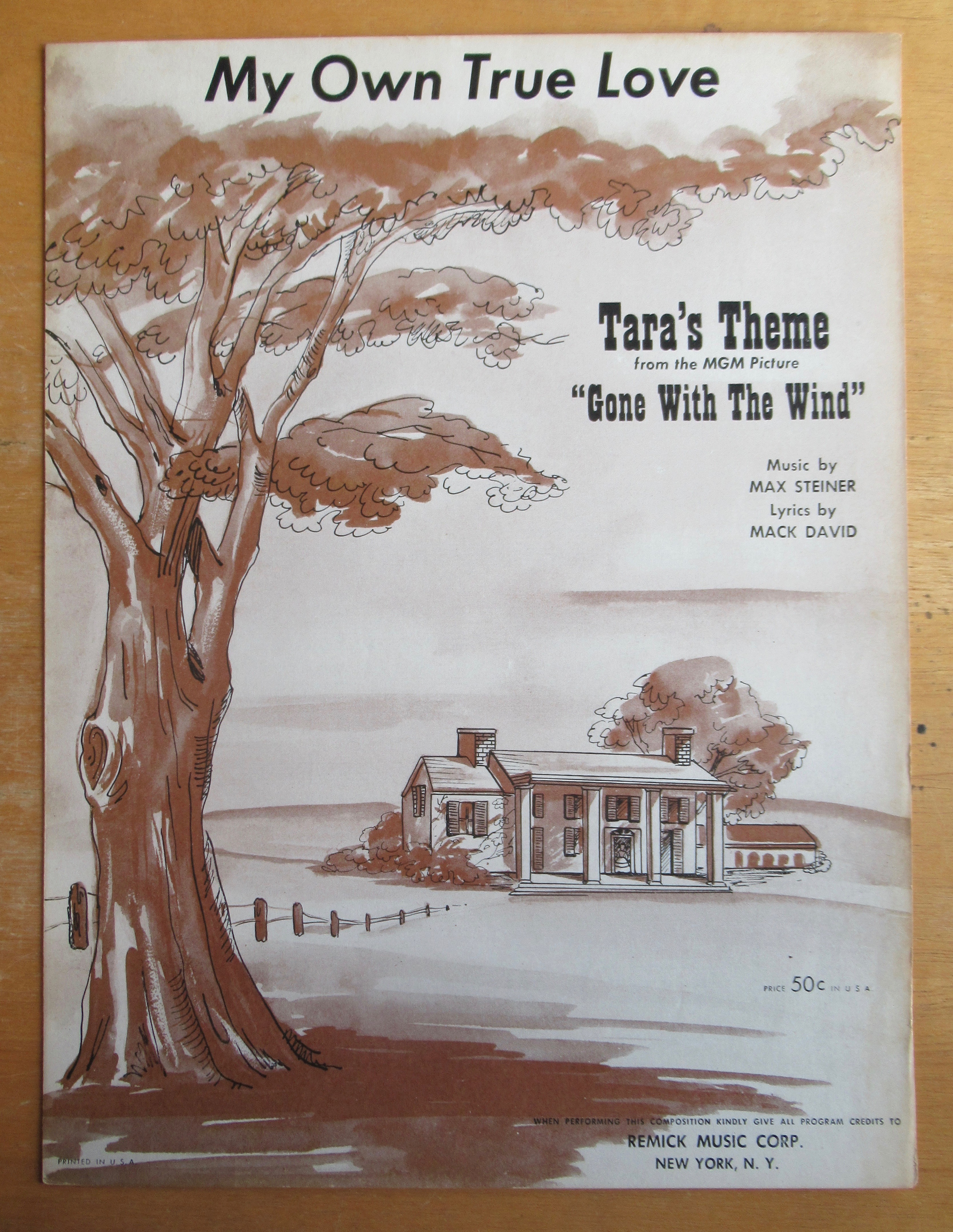 1954 My Own True Love Sheet Music (Tara's Theme)
