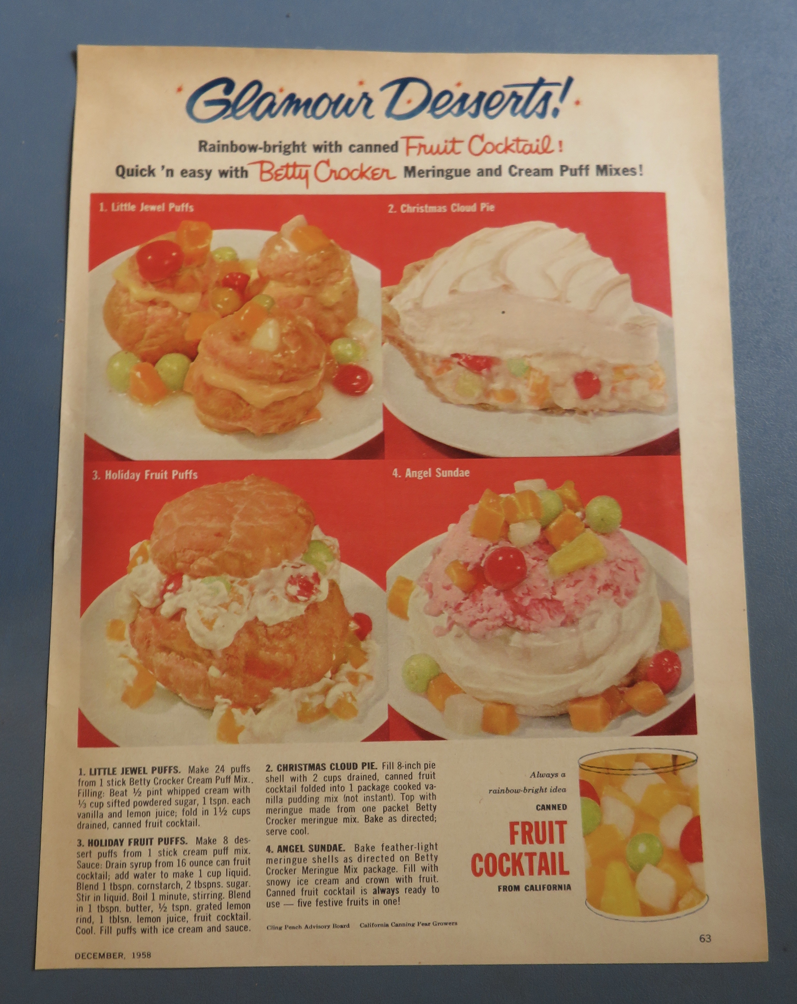 1958 Canned Fruit Cocktail with Betty Crocker