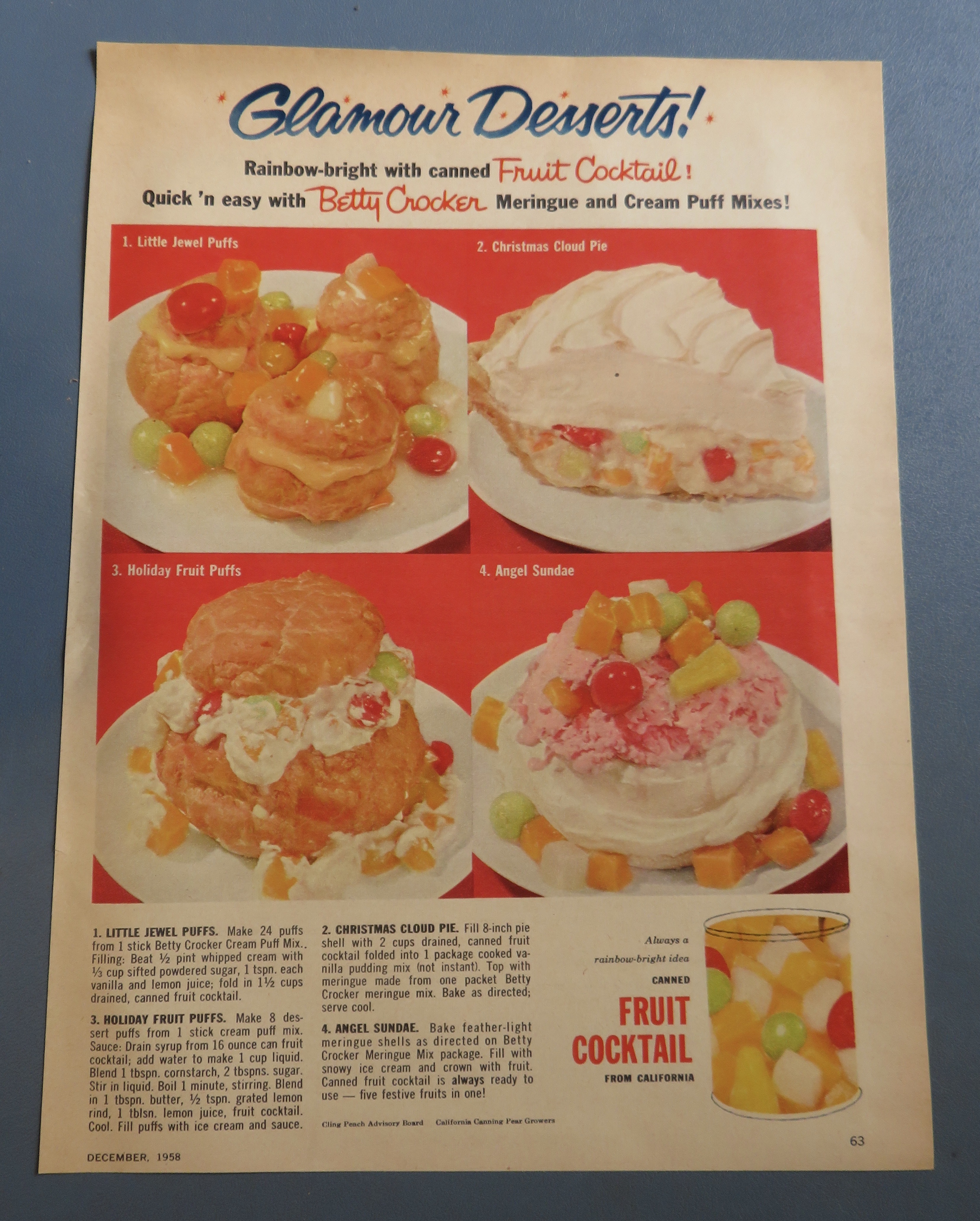 1958 Canned Fruit Cocktail with Betty Crocker
