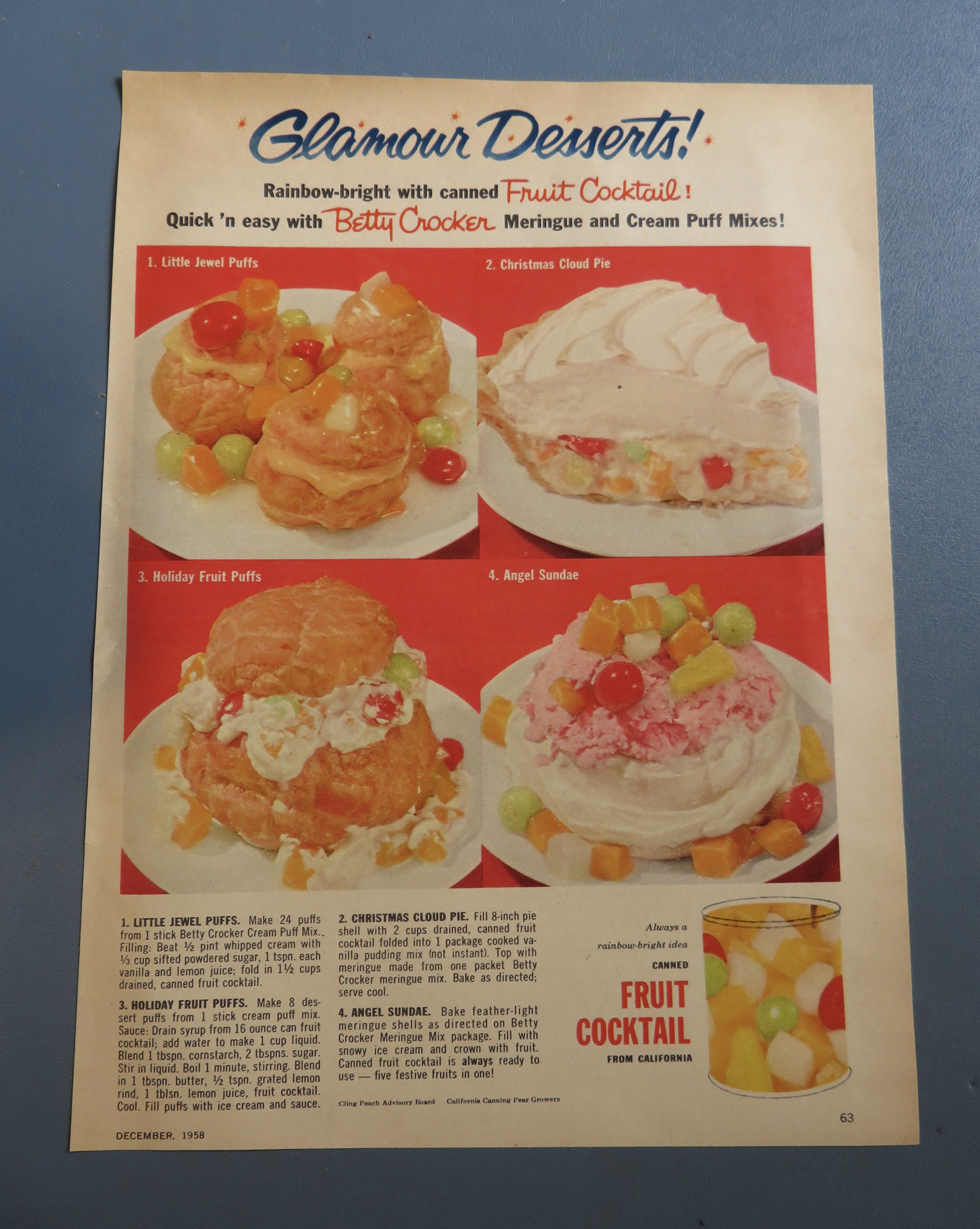 1958 Canned Fruit Cocktail with Betty Crocker