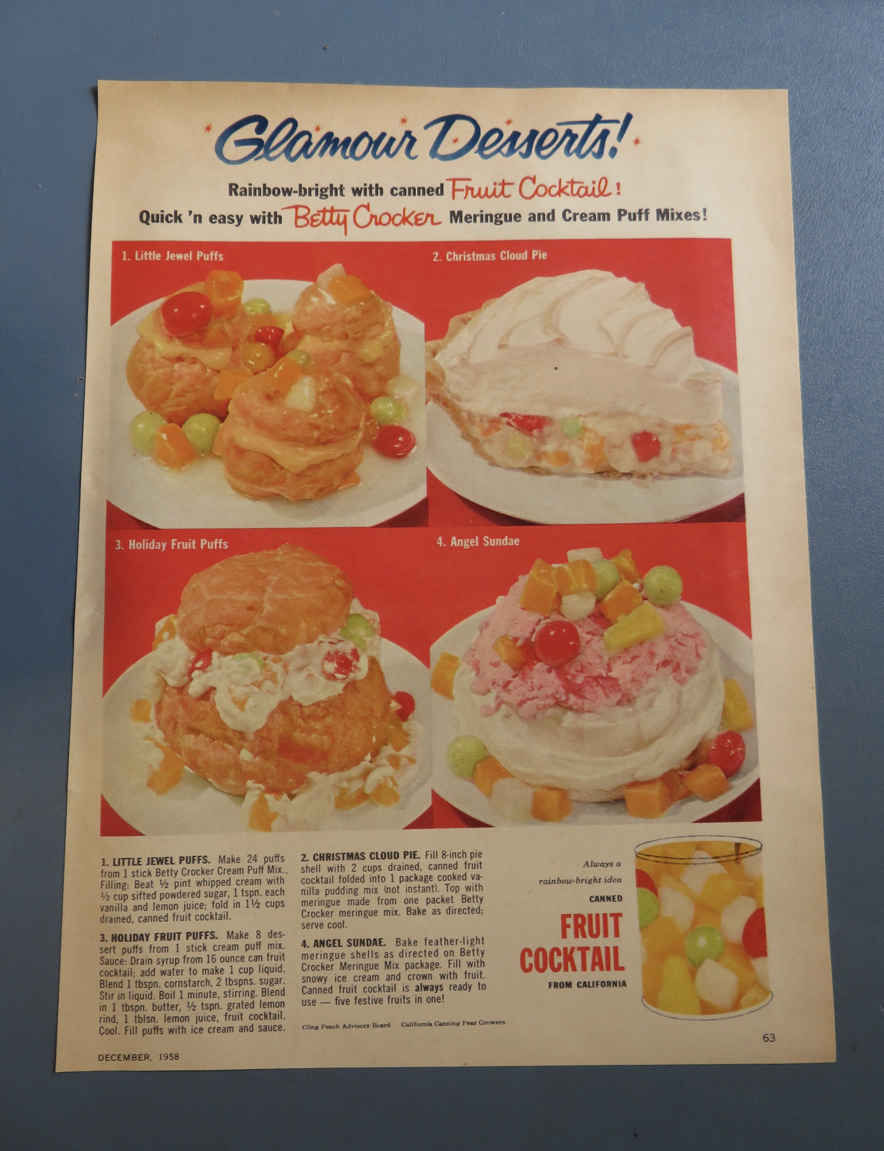 1958 Canned Fruit Cocktail with Betty Crocker