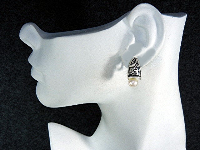 John Atencio Sterling Silver Cultured Pearl Clip Earrin