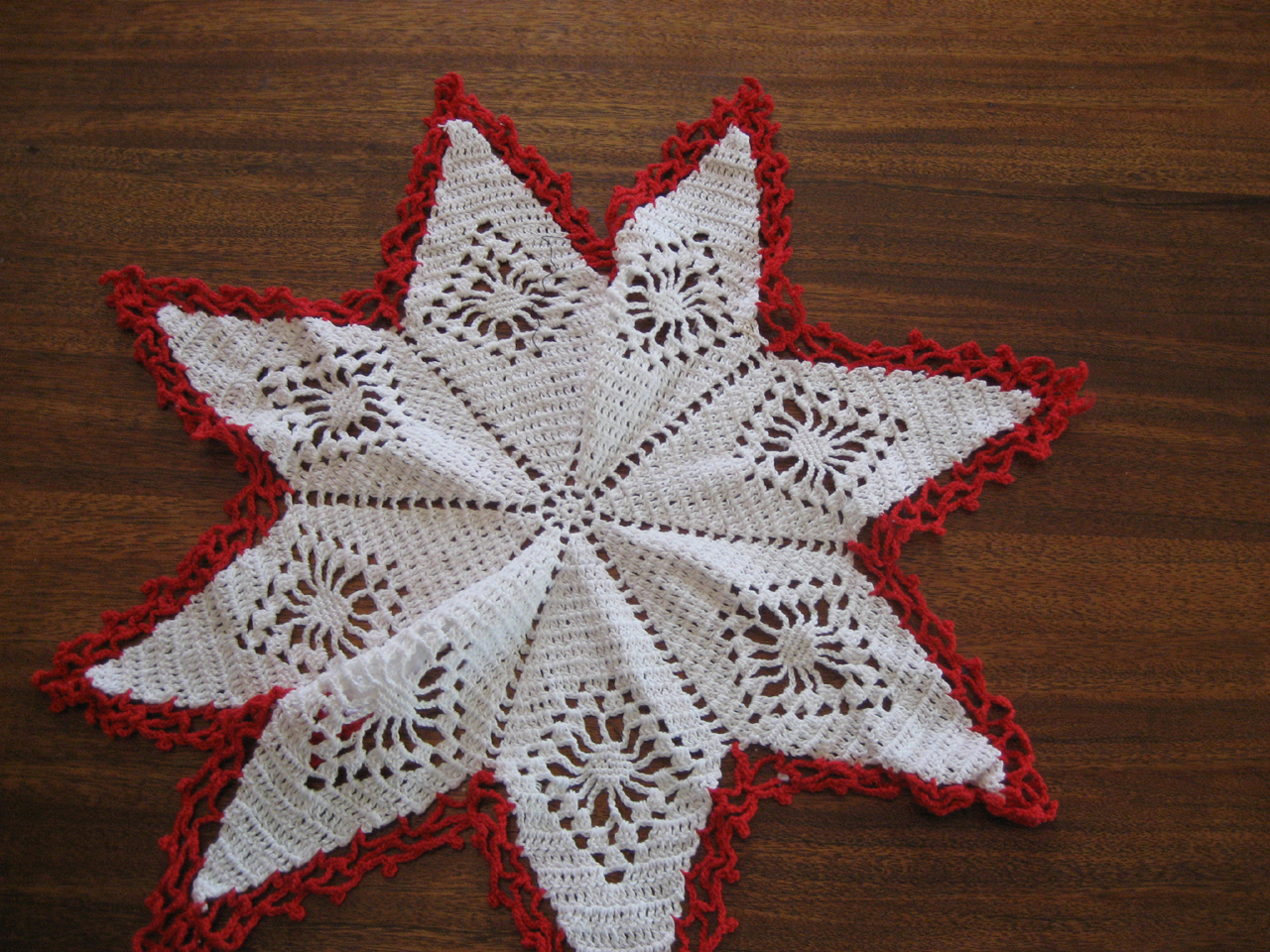 Red and White Star Doily
