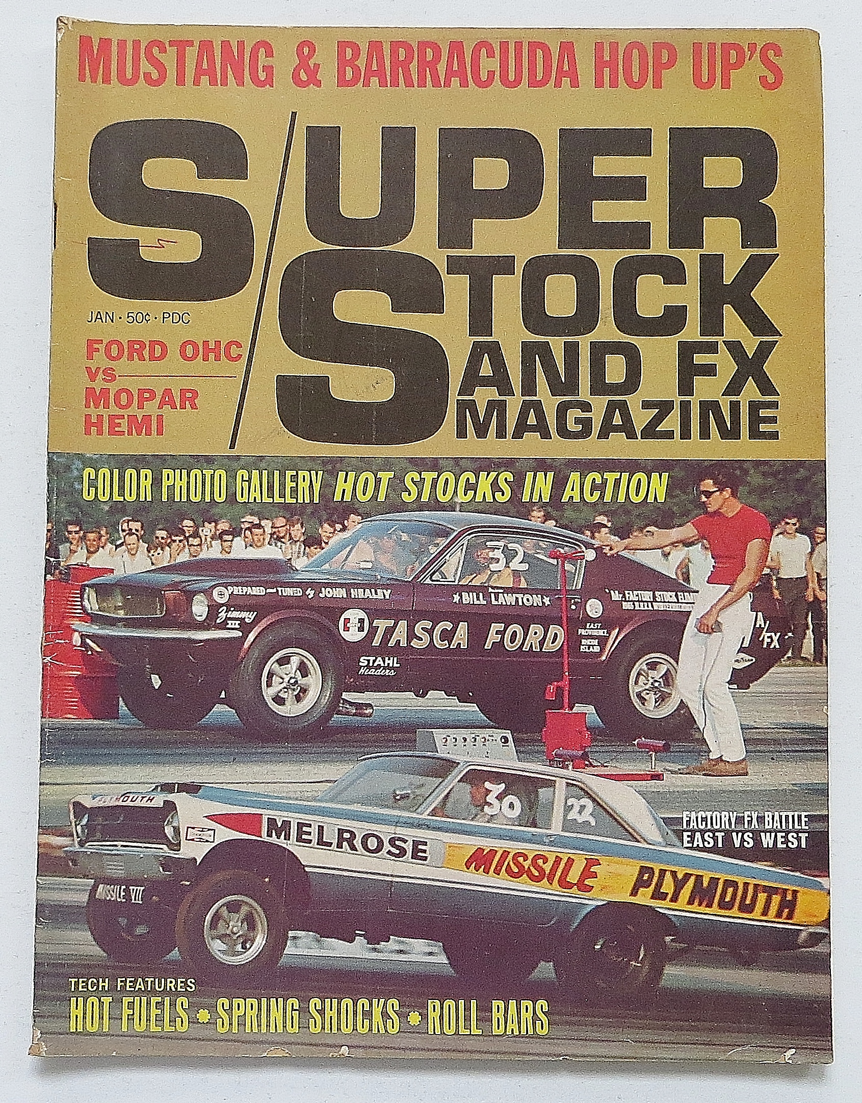 Super Stock & FX January 1966 Mustang & Barracuda