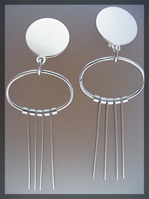800 Silver European Dangle Signed UNO Clip Earrings