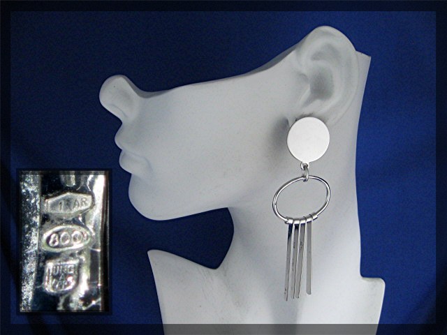 800 Silver European Dangle Signed UNO Clip Earrings