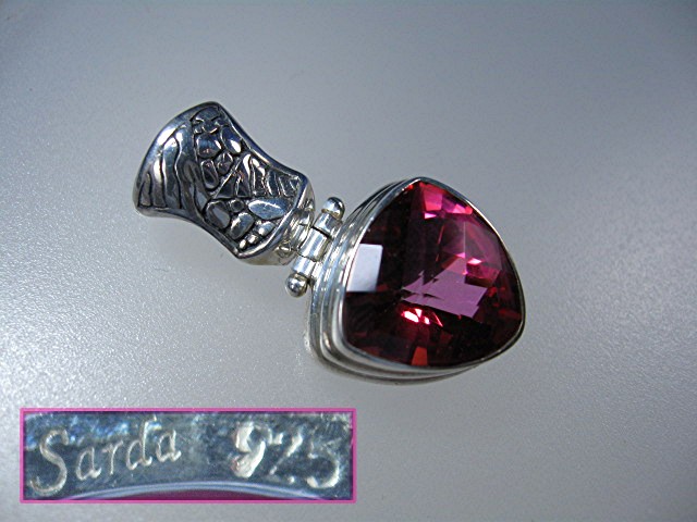 Sterling Silver Mystic Peony Pink Topaz Pendant  Sarda