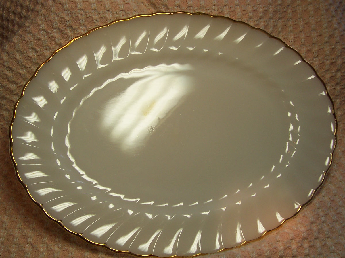 Fire King Platter White with Gold trim 50th