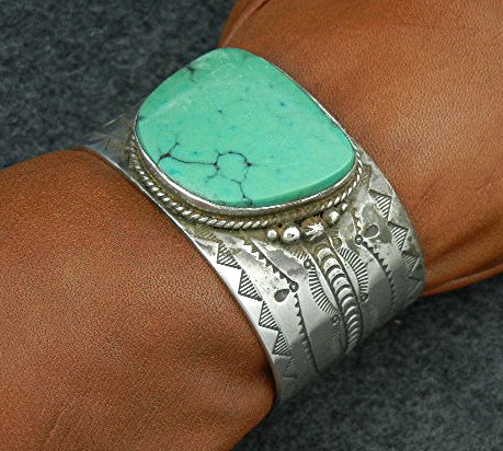 Native American Turquoise Sterling Silver Bracelet  PD