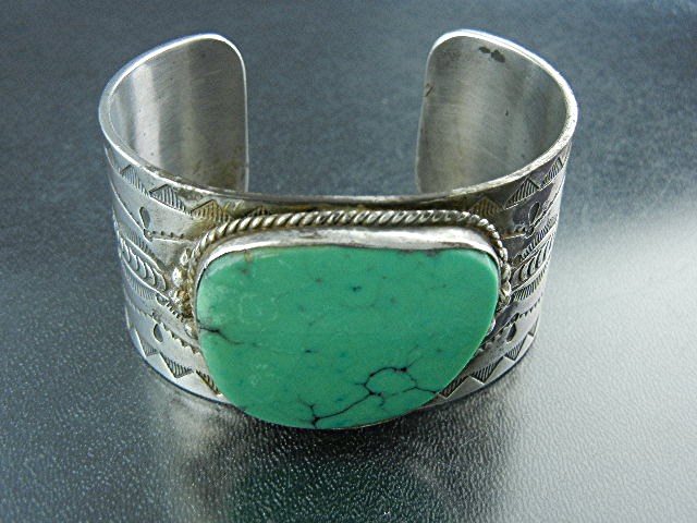 Native American Turquoise Sterling Silver Bracelet  PD