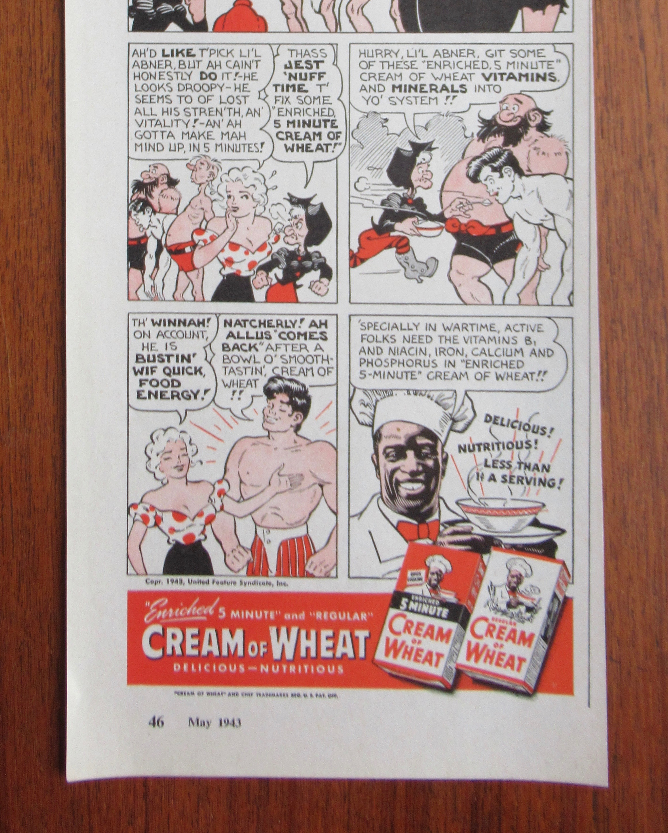 1943 Cream Of Wheat Cereal with Little Abner By Al Capp