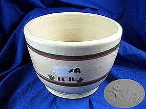 Pottery Bowl Artist Signed Sheep and Grass 86,