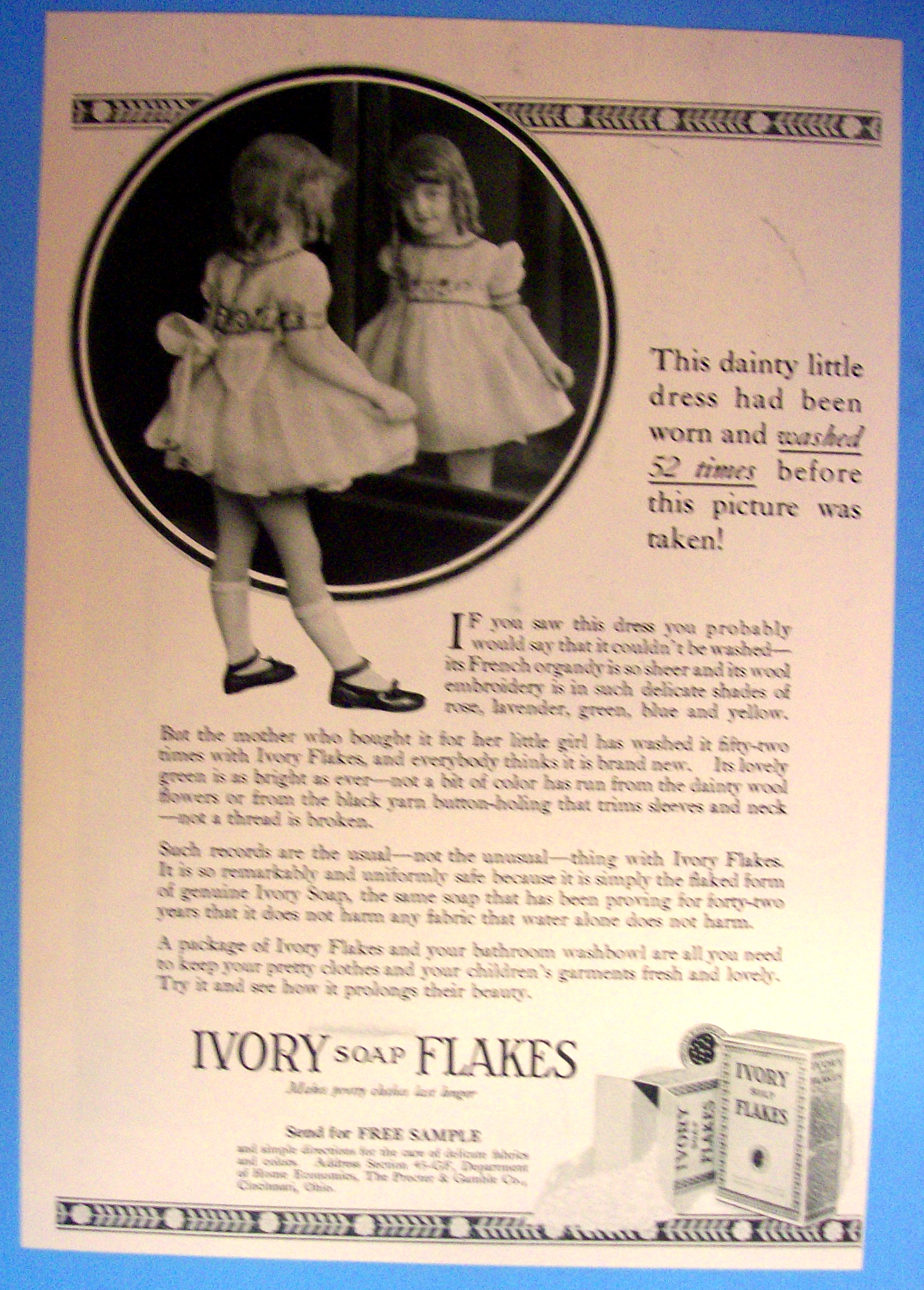 1934 Ivory Soap Flakes w/ Young Girl Looking in Mirror