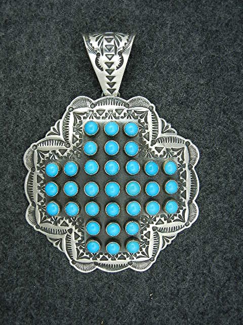 Native American Sterling Silver Turquoise Sunshine Reev