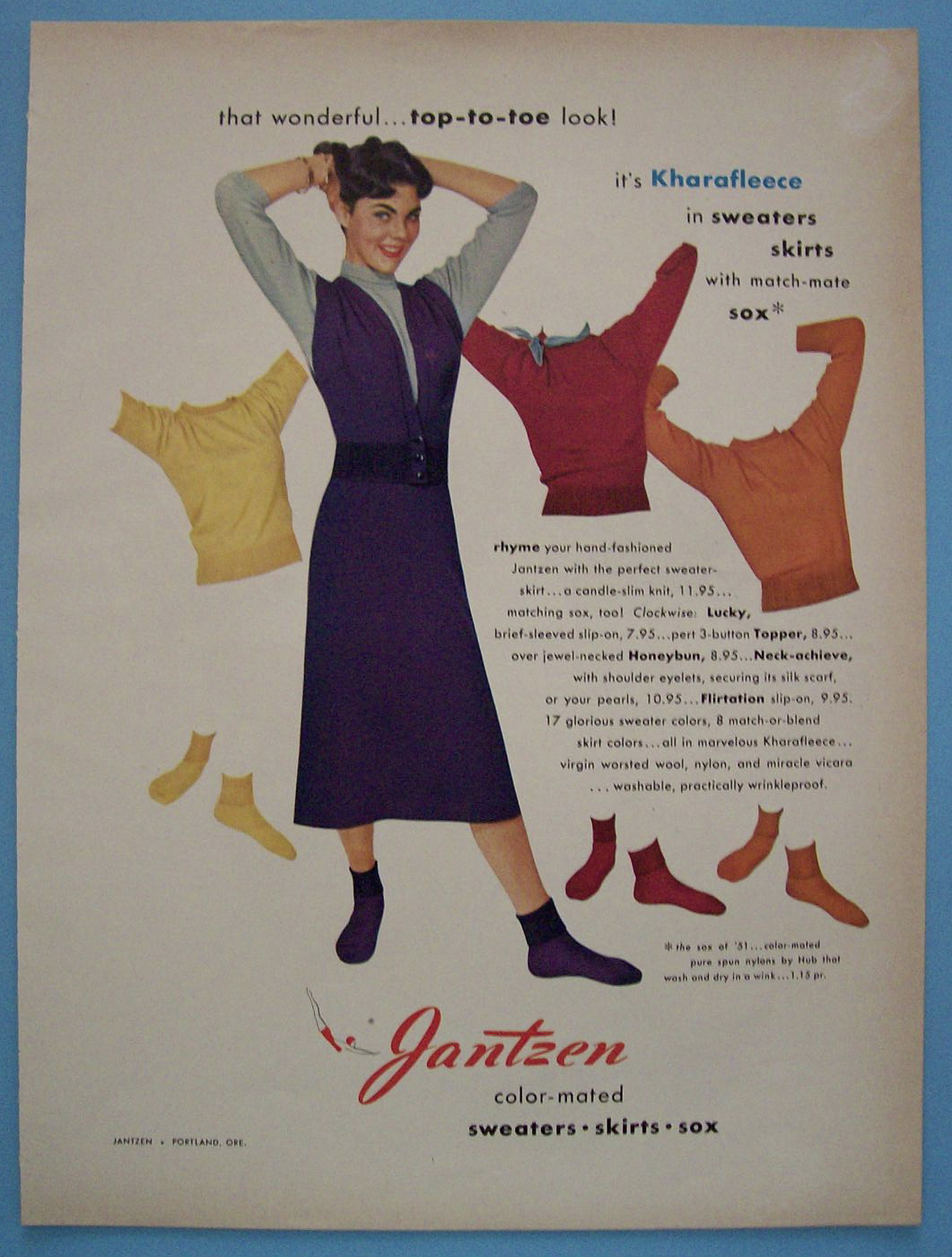 1951 Jantzen Sweaters, Skirts & Sox with Woman