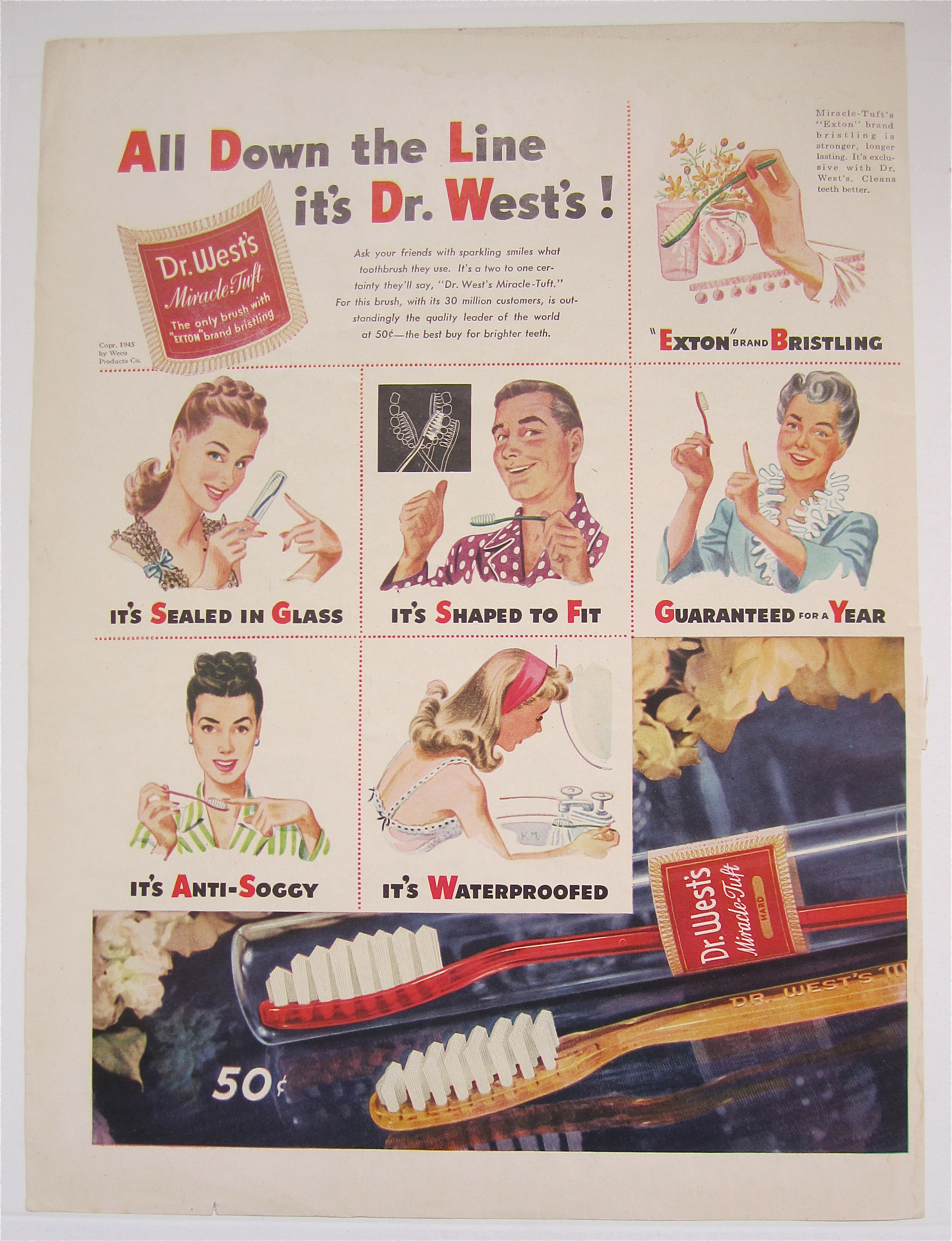 1945 Dr West Toothbrush w/ Many People