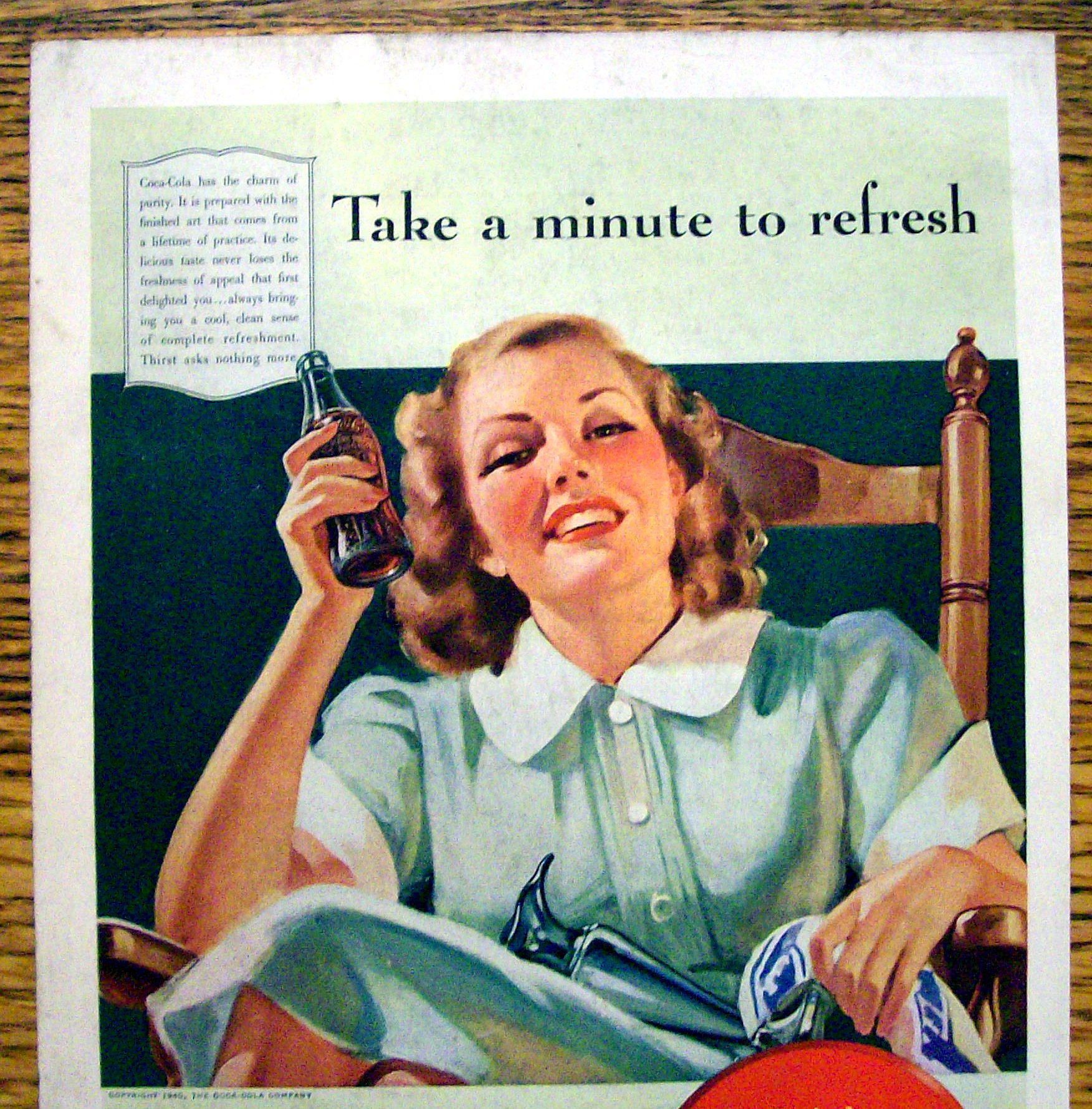 1940 Coca Cola (Coke) w/ Woman Sitting & Drinking Soda