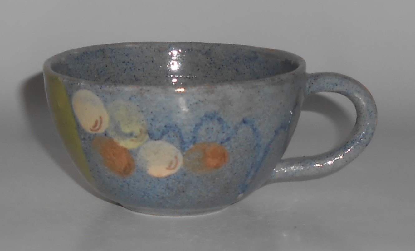 Vintage Mexico Tlaquepaque Pottery Floral Decorated Cup