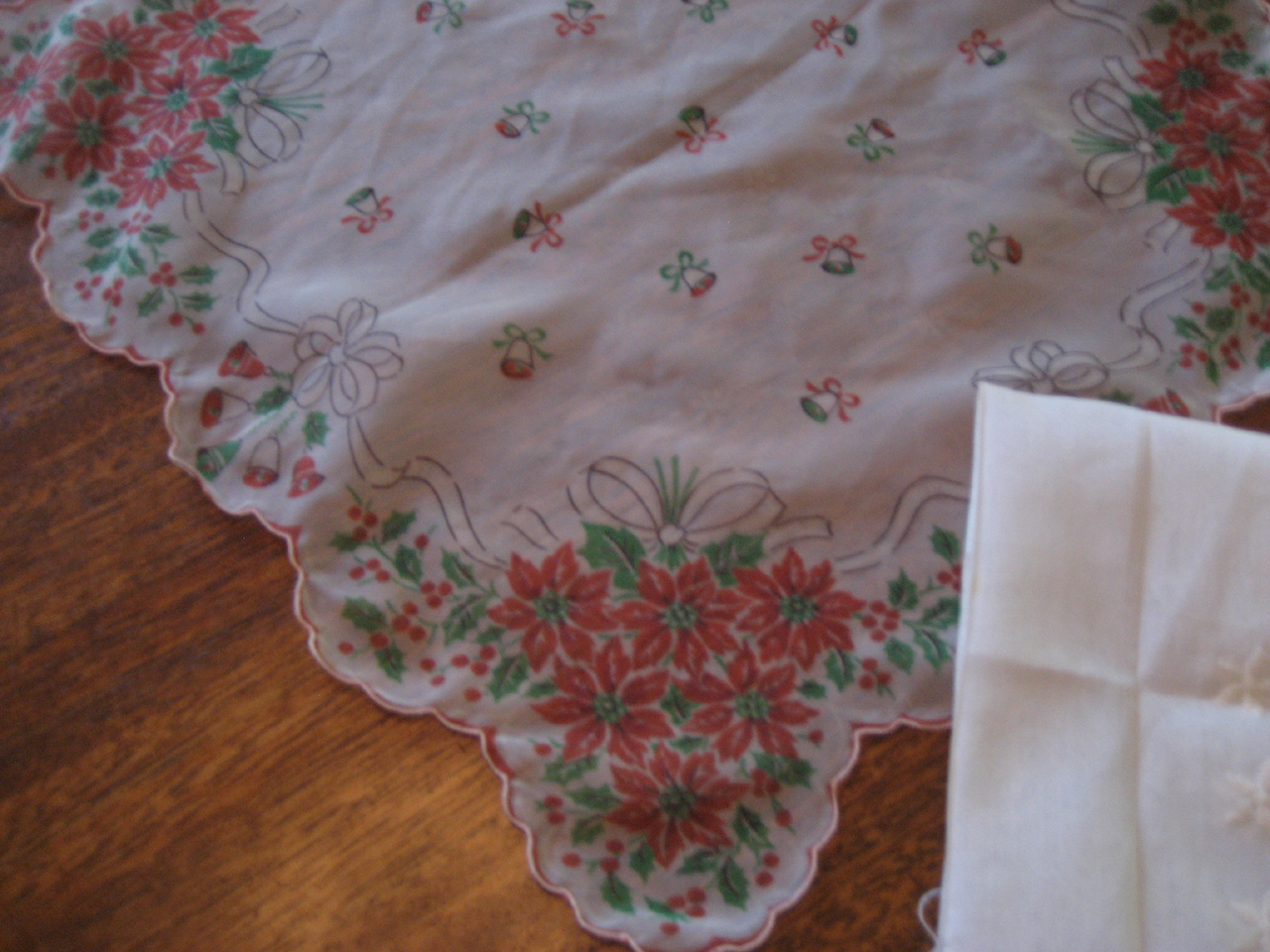 Christmas and White Flower Handkerchiefs