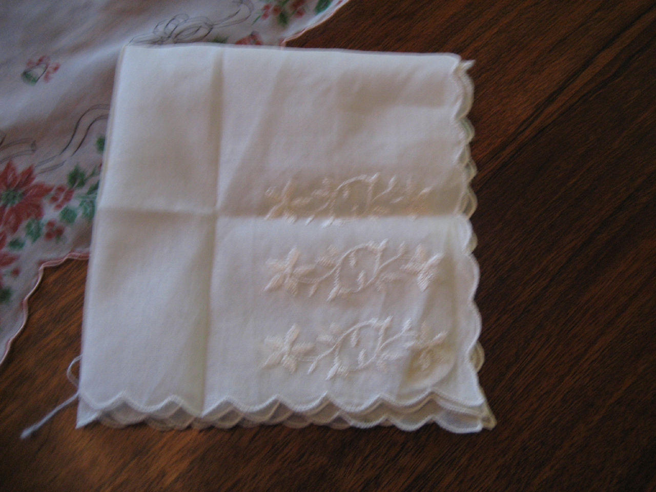 Christmas and White Flower Handkerchiefs