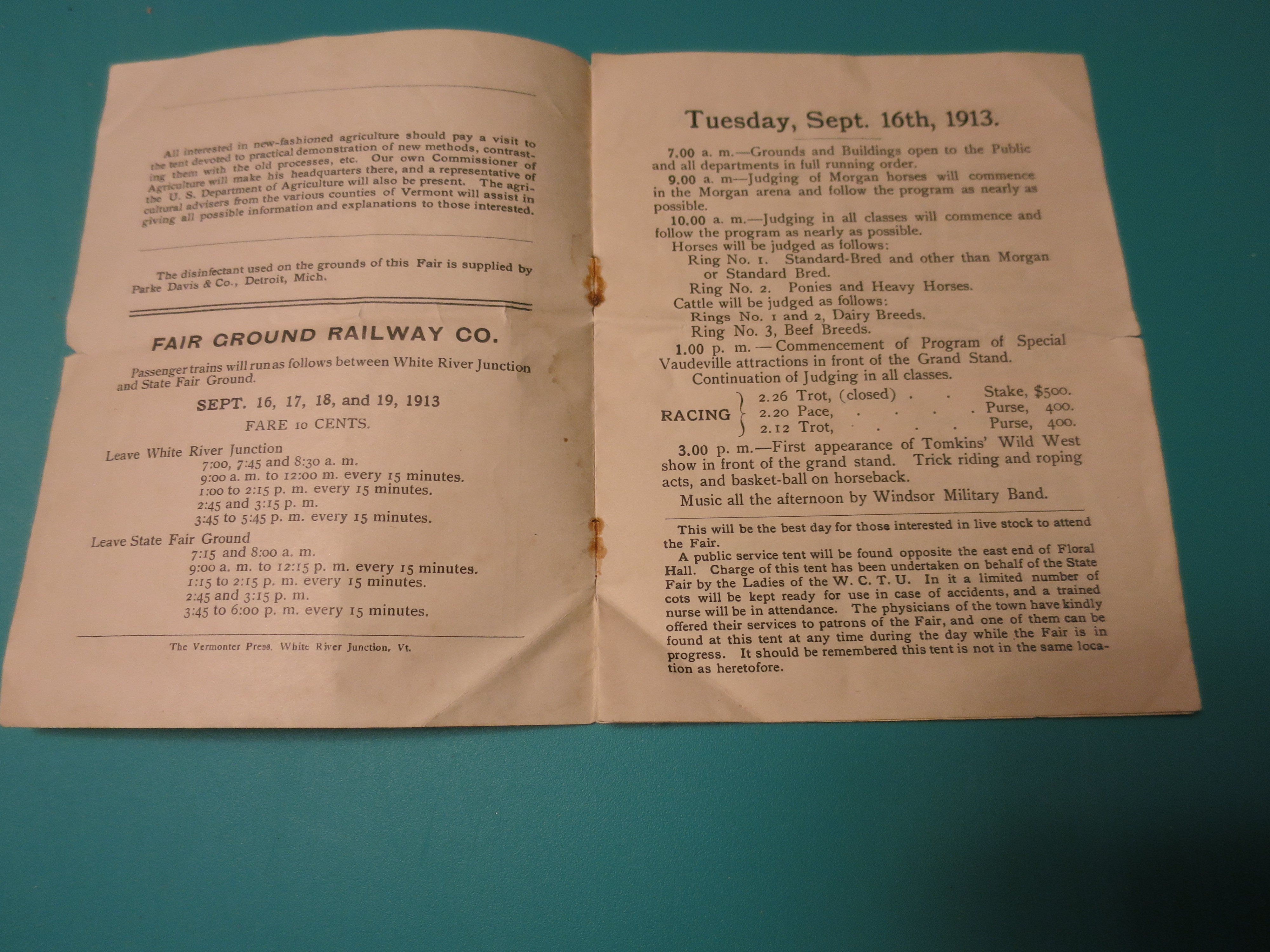 Program Vermont State Fair 1913 7th fair
