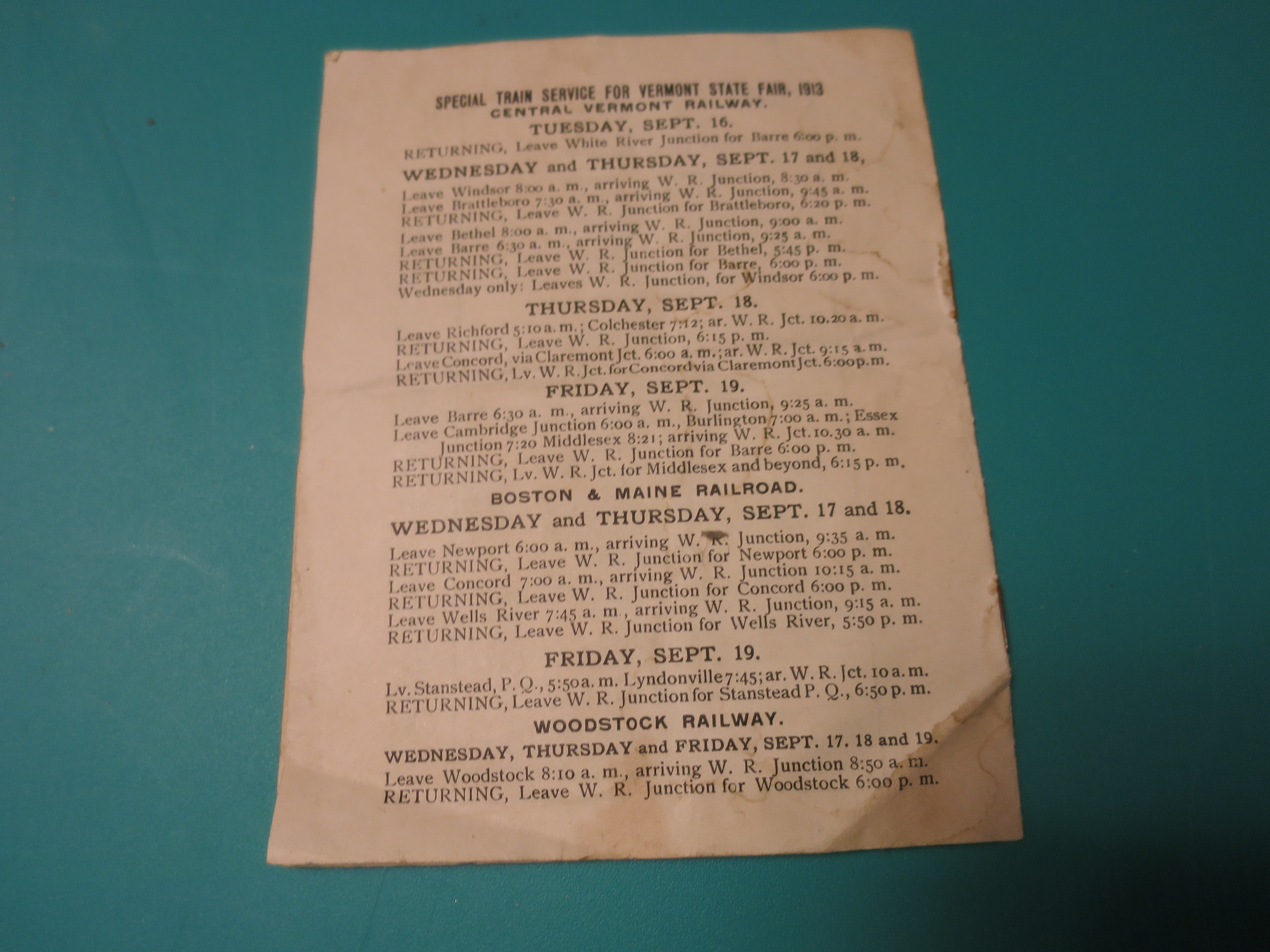 Program Vermont State Fair 1913 7th fair