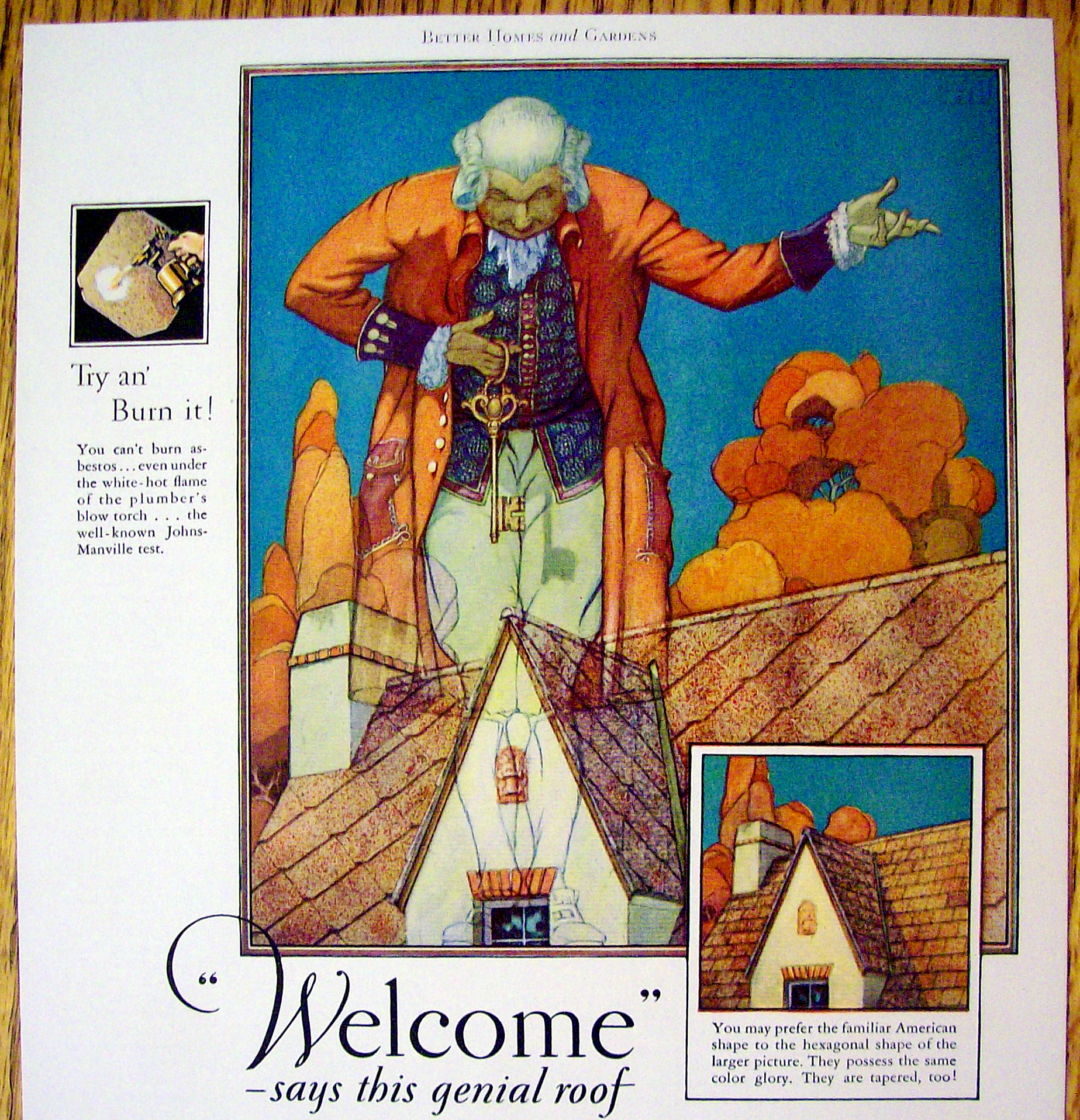 1927 Johns Manville Shingles with Man Looking At Roof
