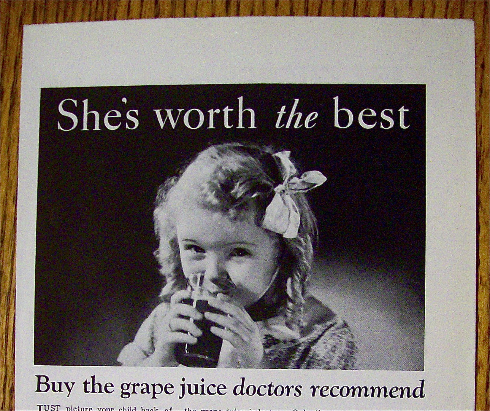 1932 Welch's Grape Juice w/ Little Girl Drinking Juice