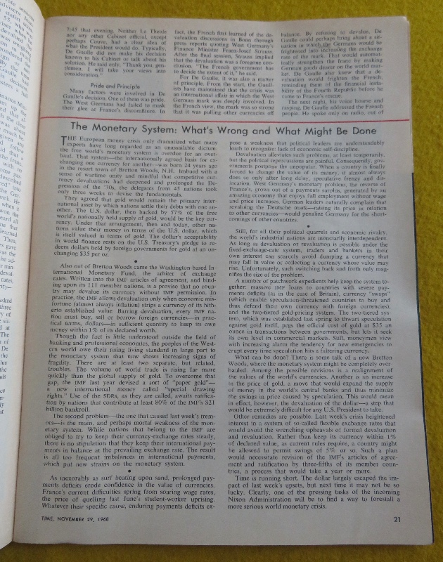Time Magazine November 29, 1968 World Money Crisis