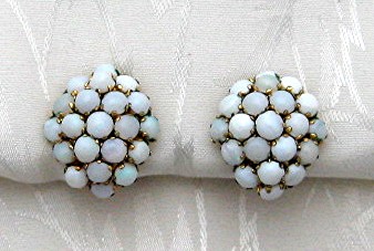 Earrings 14K Gold OPAL Clip Istanbul Turkey