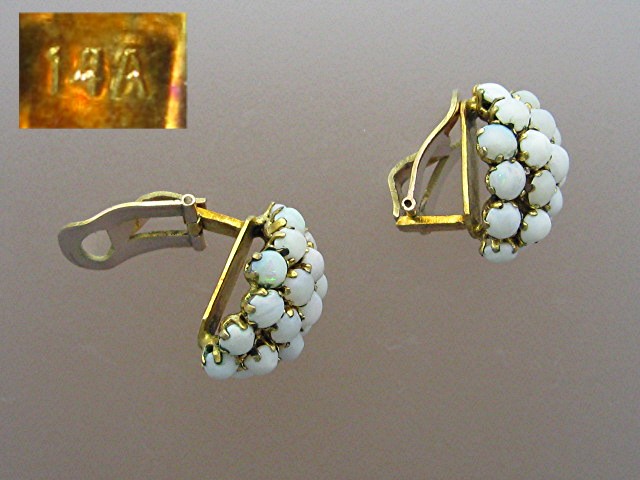 Earrings 14K Gold OPAL Clip  Istanbul Turkey