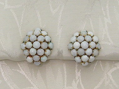 Earrings 14K Gold OPAL Clip  Istanbul Turkey