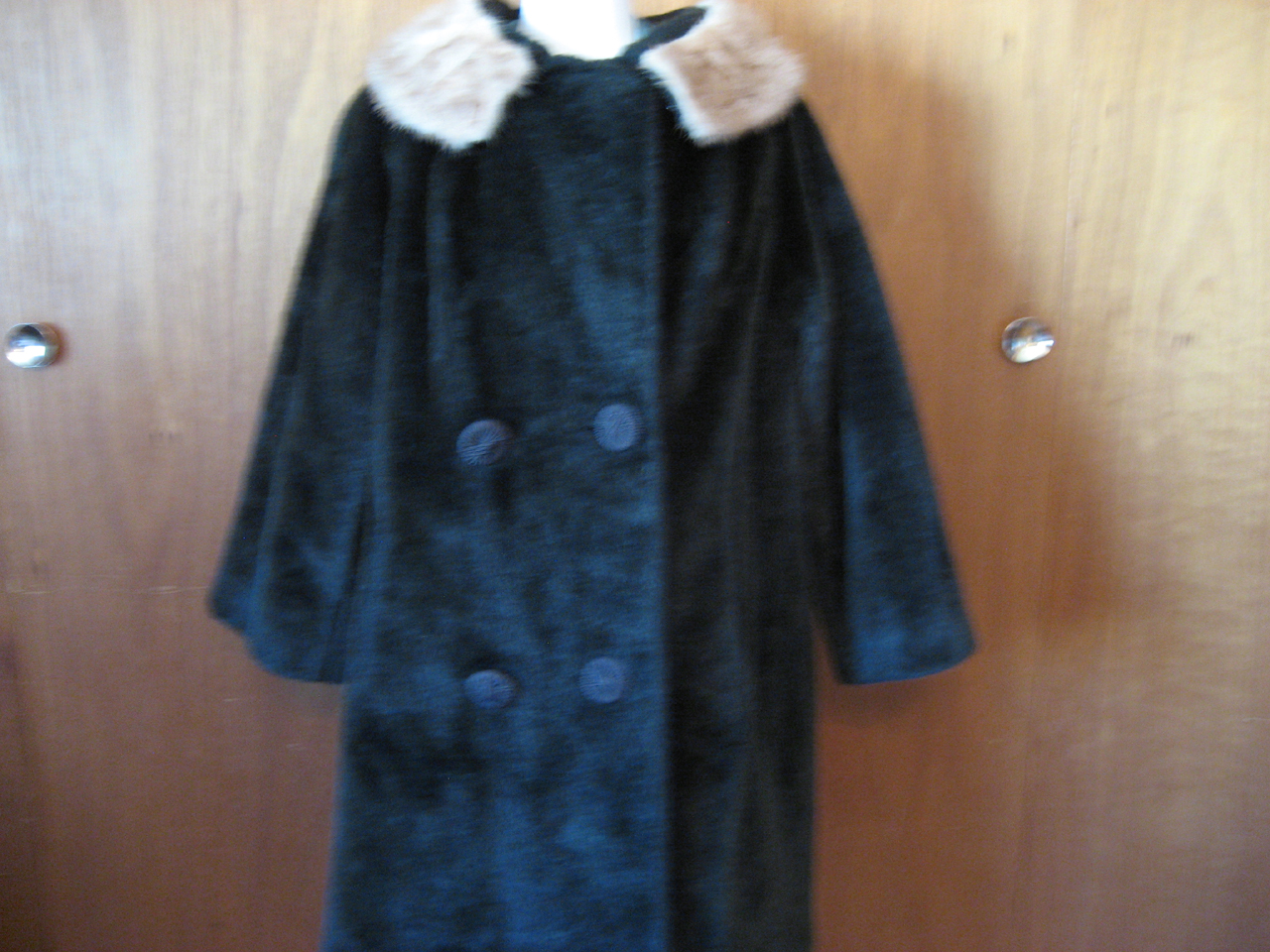 Faux Fur Coat with Real Fur Collar