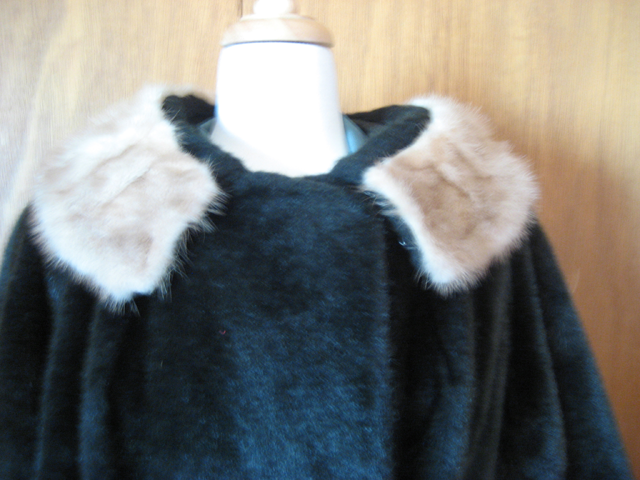 Faux Fur Coat with Real Fur Collar