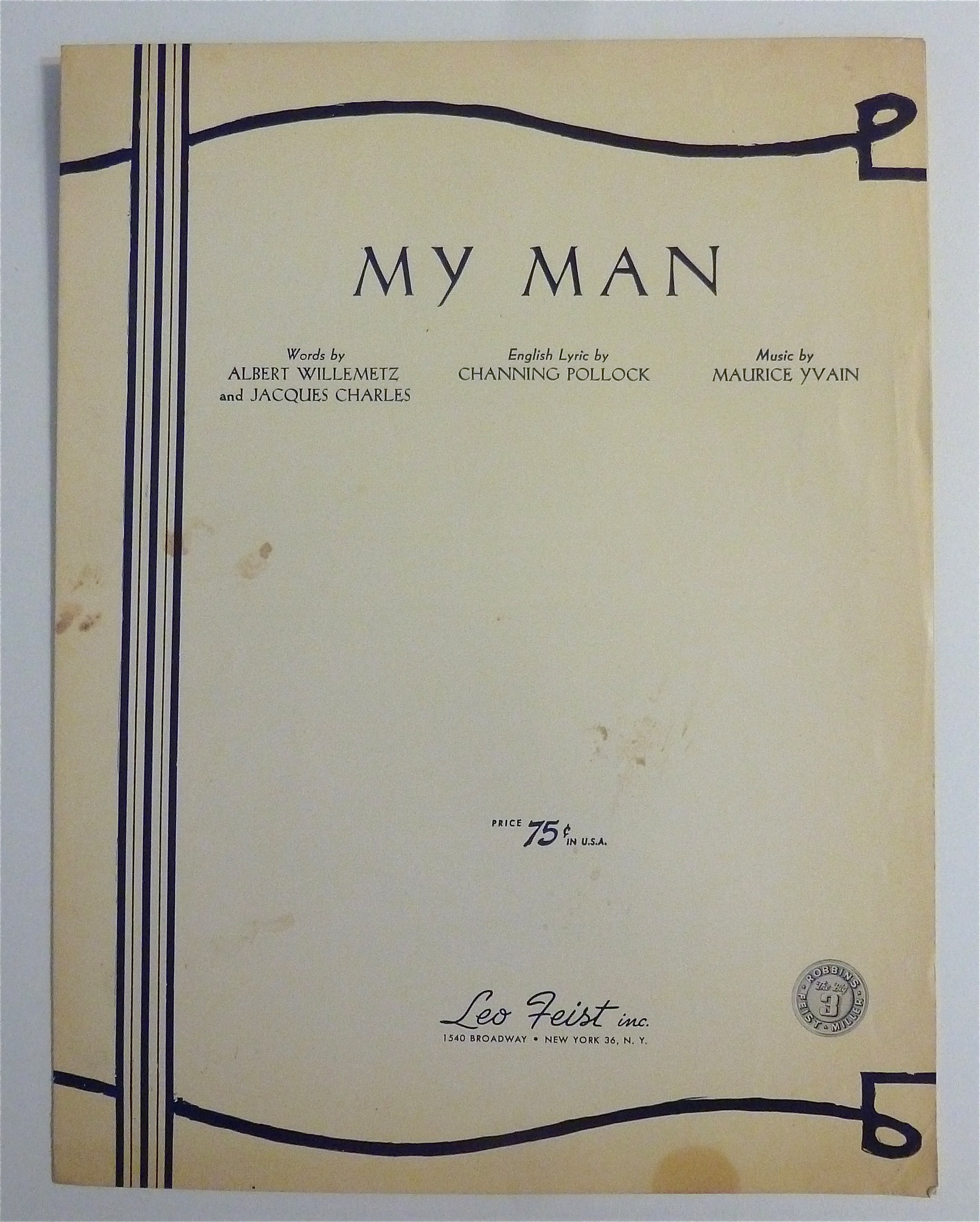 Sheet Music For 1948 My Man