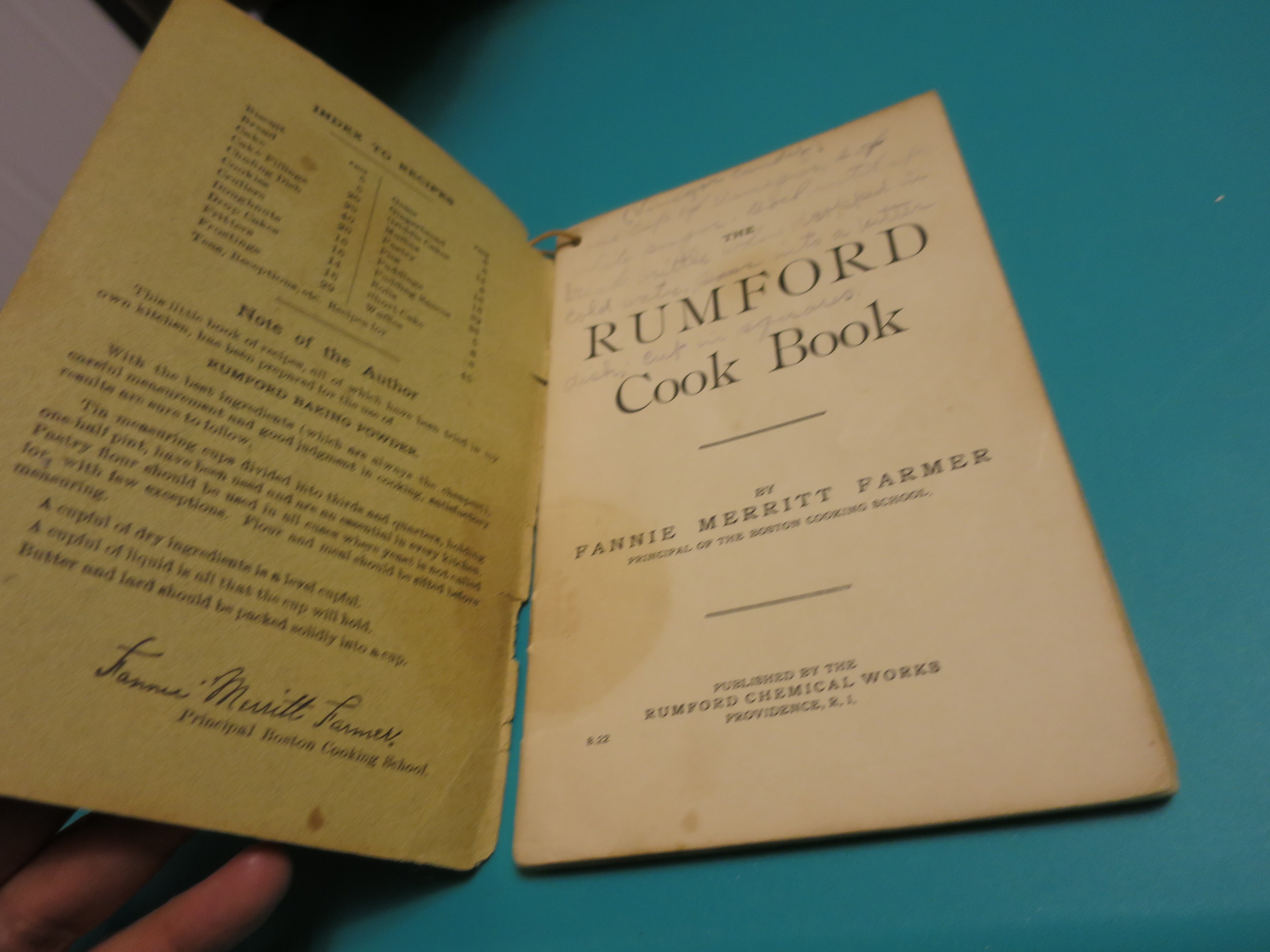 Rumford Cookbook Fannie Merritt Farmer