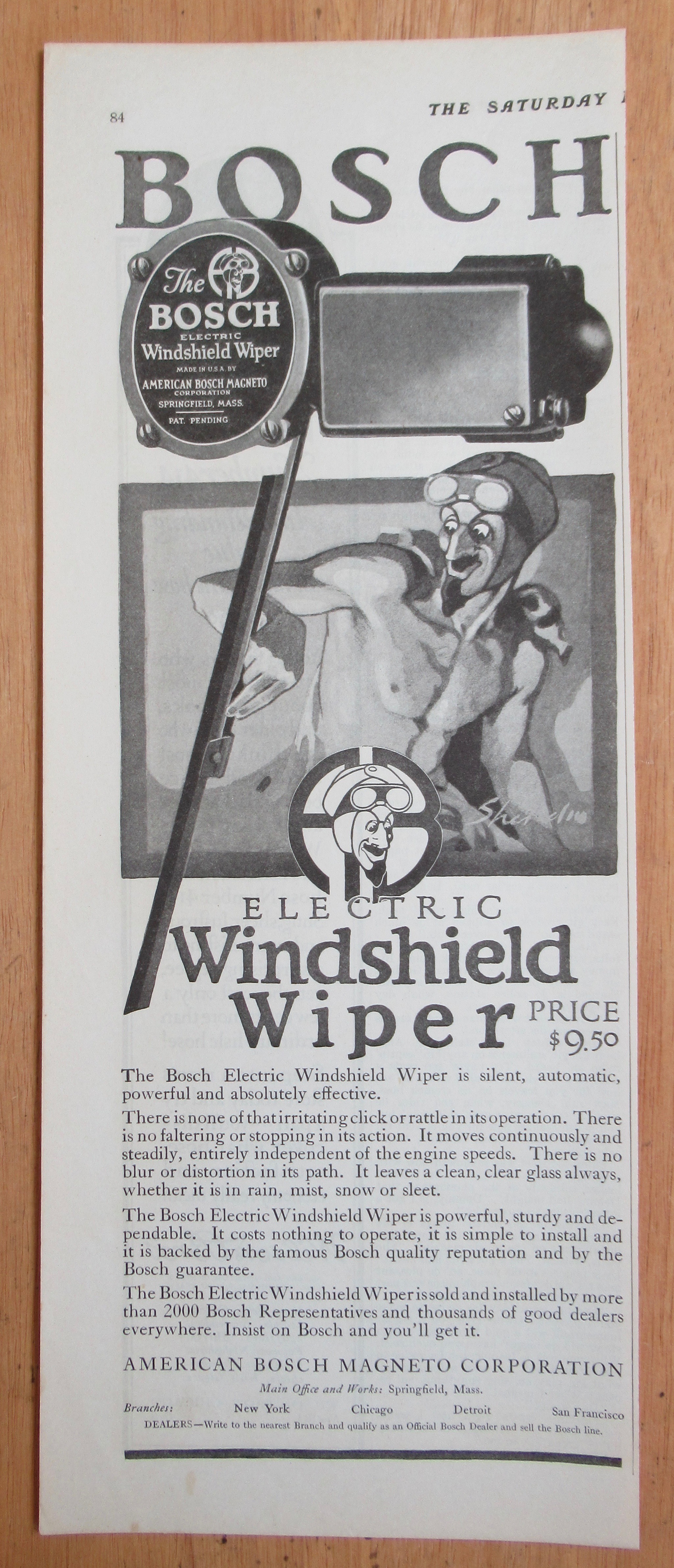 1924 Bosch Electric Windshield Wiper with an Evil Man