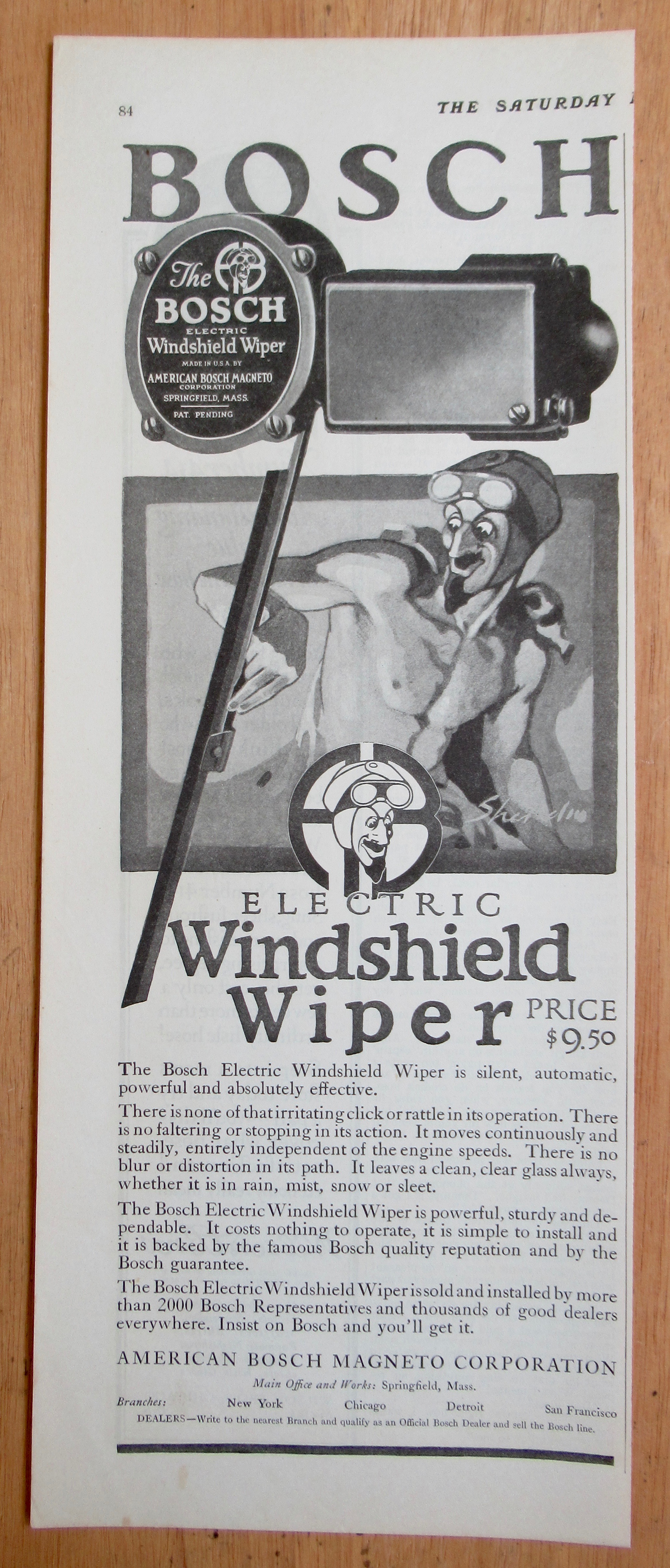 1924 Bosch Electric Windshield Wiper with an Evil Man